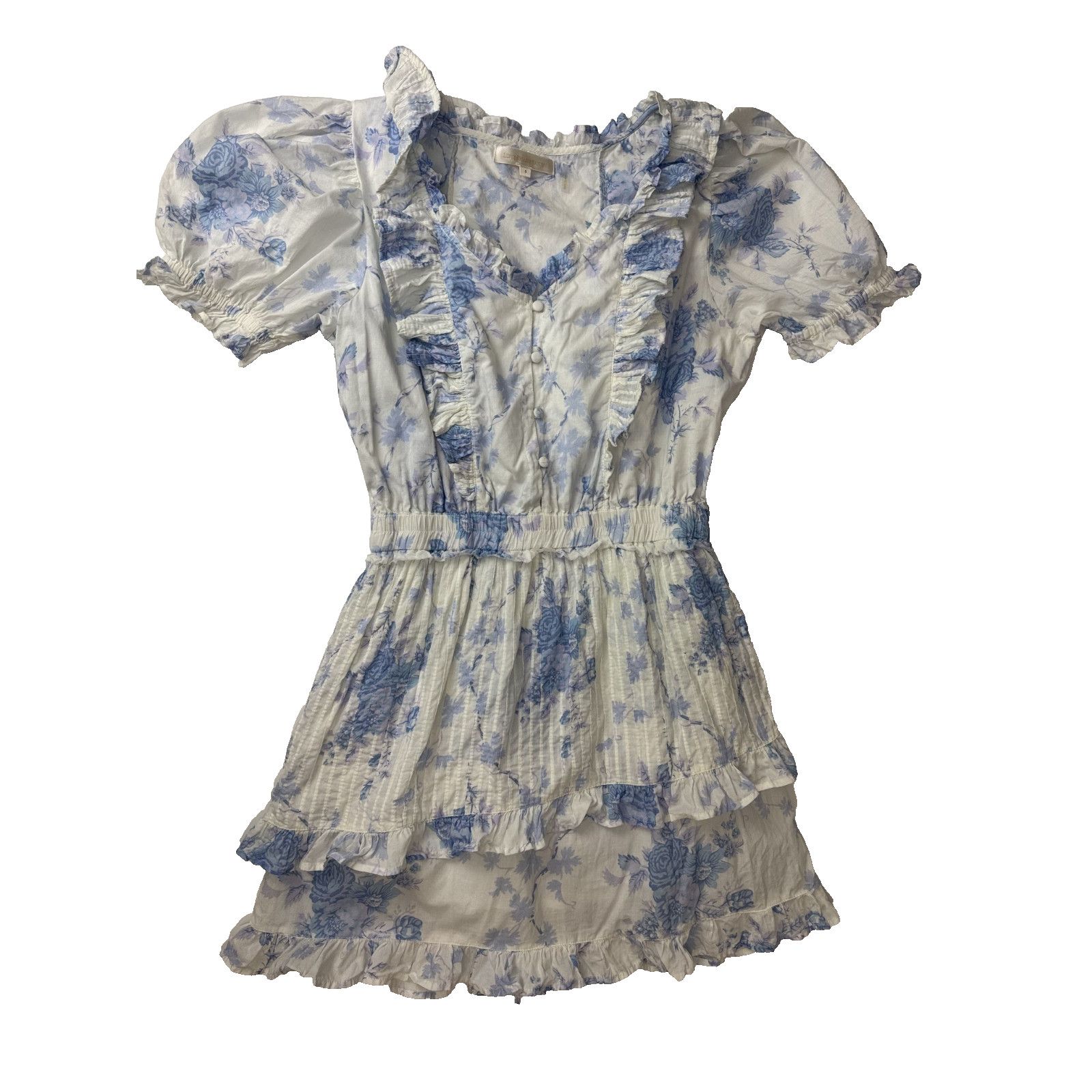 LoveShackFancy LoveShackFancy Blue & White Toile Dress Romantic Small Size S / US 4 / IT 40 - 1 Thumbnail