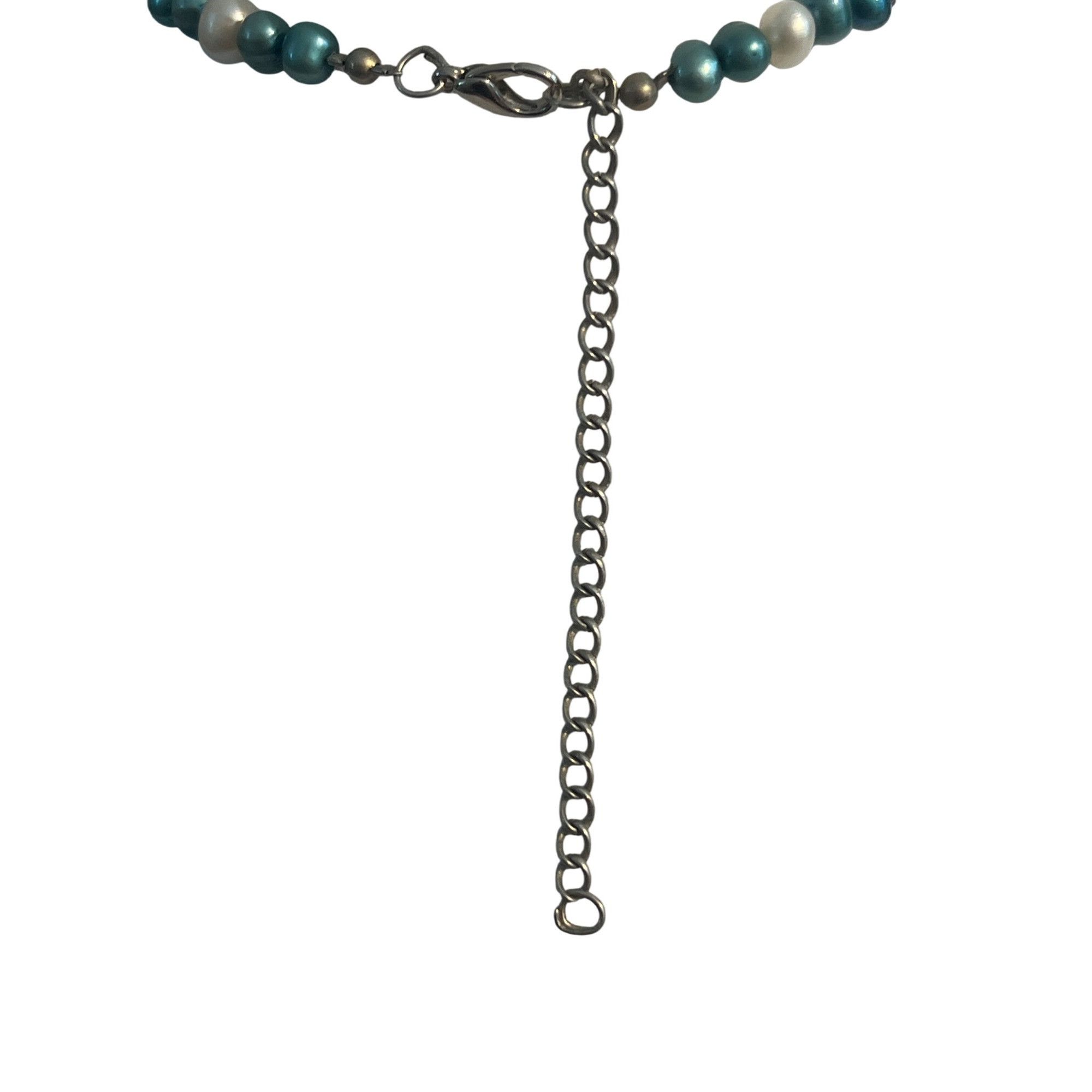 Other Vintage Freshwater Pearl Necklace Collar White Blue Silver T Size ONE SIZE - 3 Thumbnail