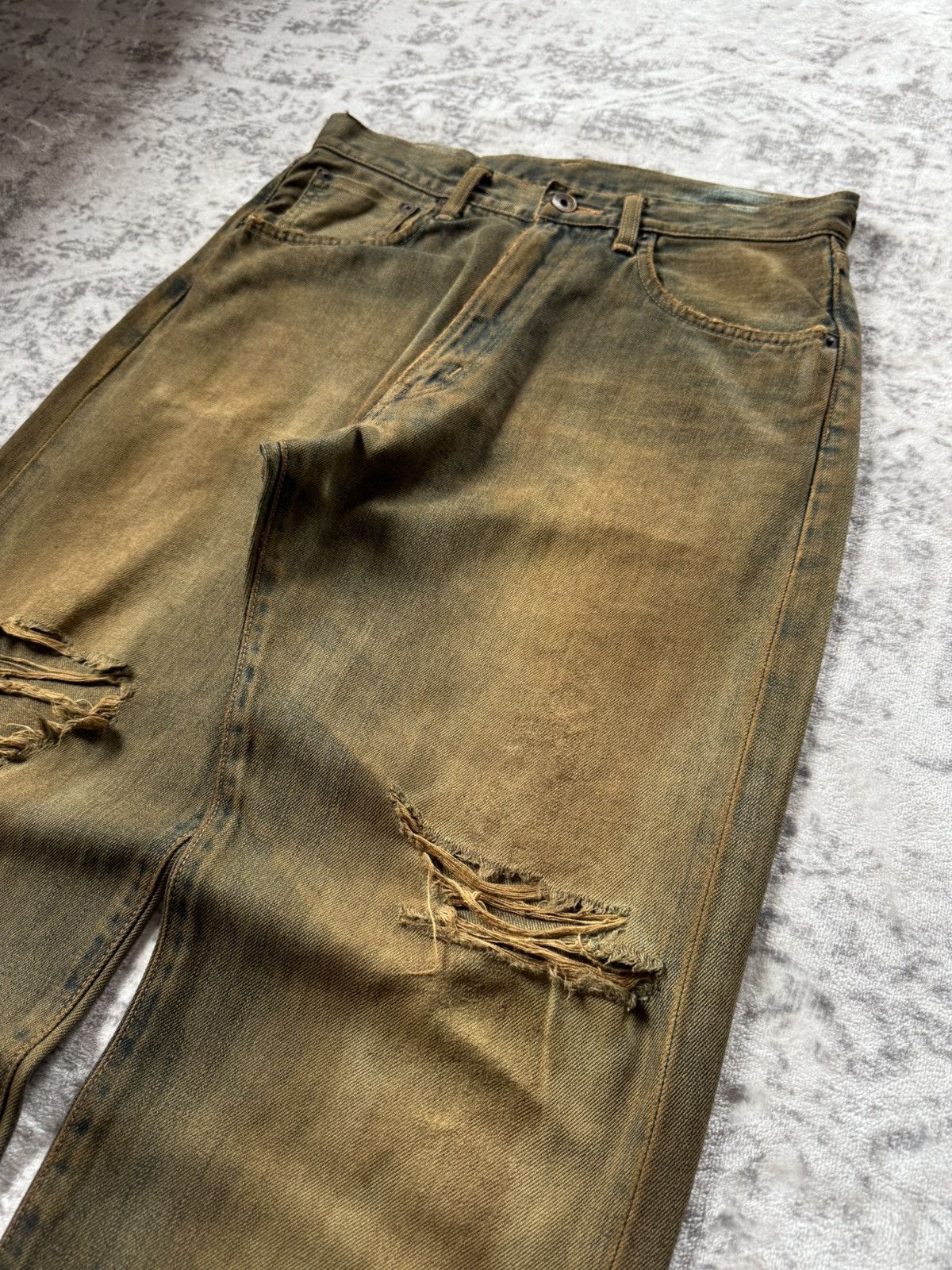 Edwin Edwin 505 OG Type 1 Mud Wash Distressed Selvedge Baggy Jeans Size US 29 - 6 Thumbnail