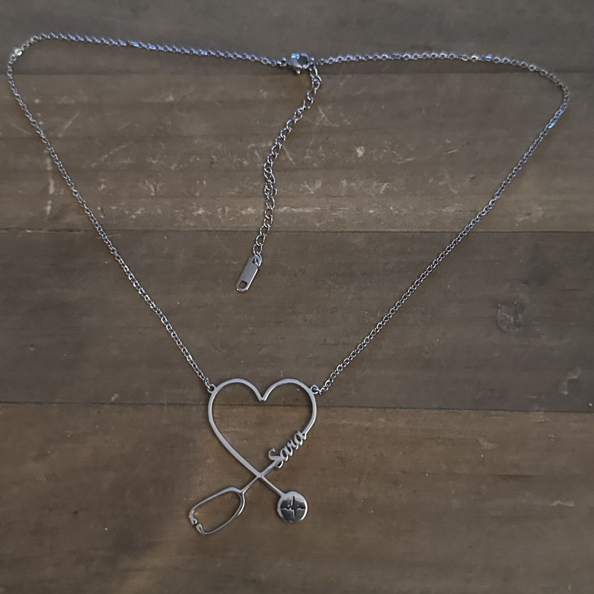 Other Silver tone name Sara stethoscope heart necklace Size ONE SIZE - 2 Thumbnail