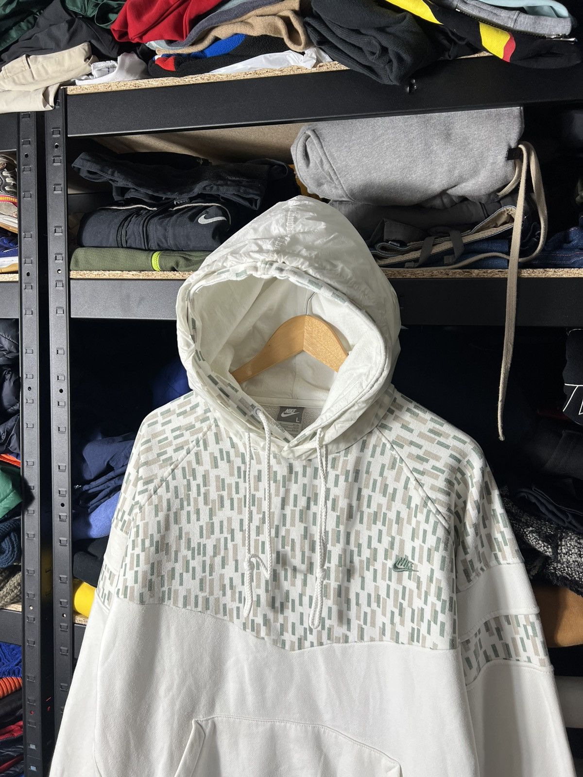 Nike Nike Vintage Double Hood Pullover Hoodie – White Pattern Size US L / EU 52-54 / 3 - 2 Thumbnail