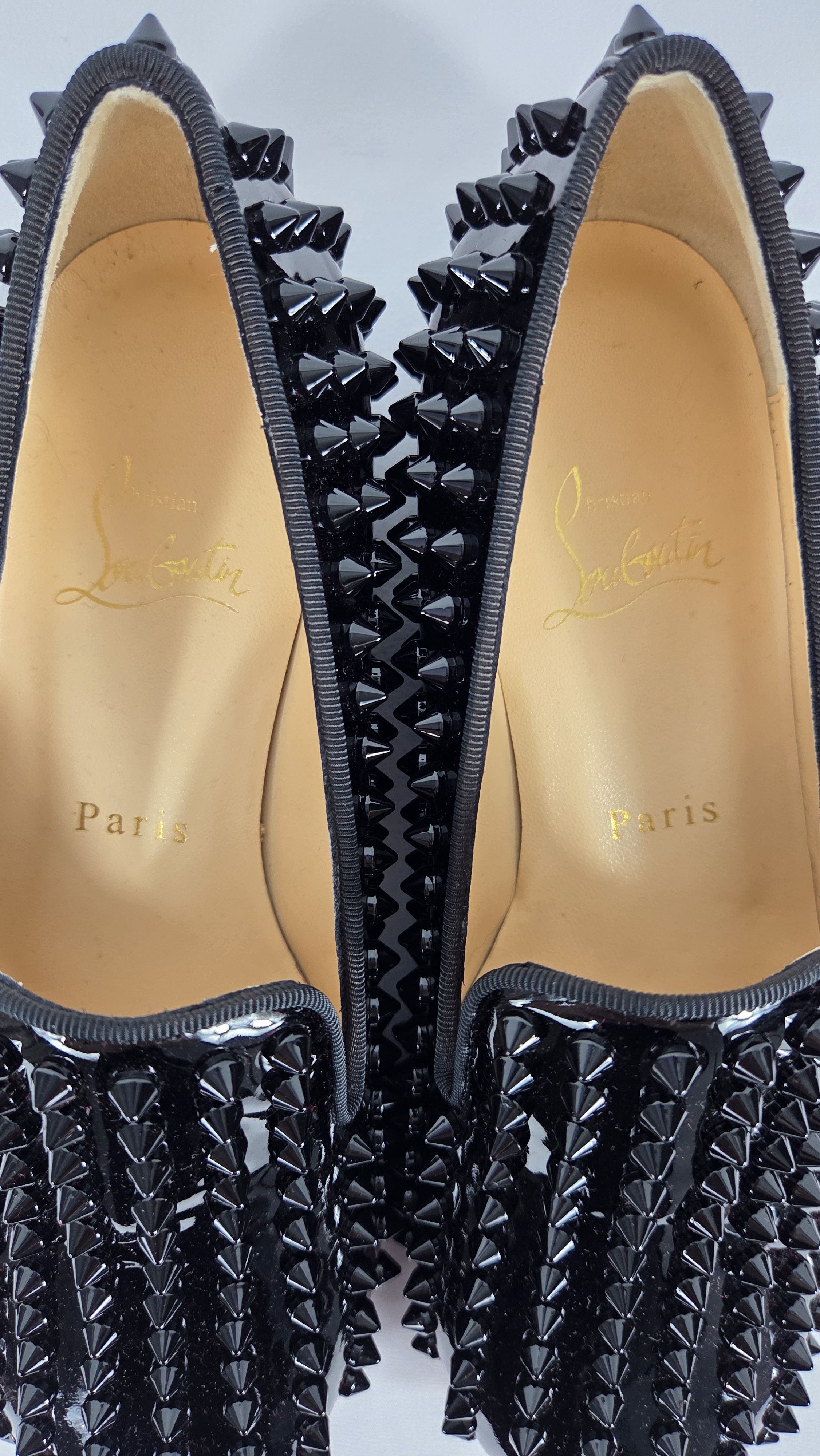 Christian Louboutin Rolling Spikes Flat Patent Calf/GG Flat loafers slip on Size US 6 / IT 36 - 4 Thumbnail
