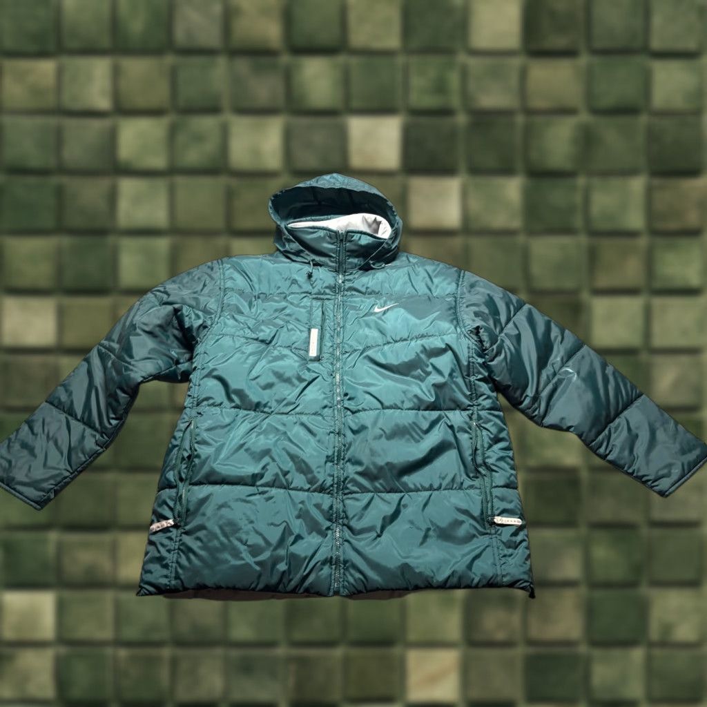 Nike VINTAGE Nike Reversible Puffer Coat Jacket Mens M Green Gray 90s Big Swoosh Size US M / EU 48-50 / 2 - 1 Thumbnail