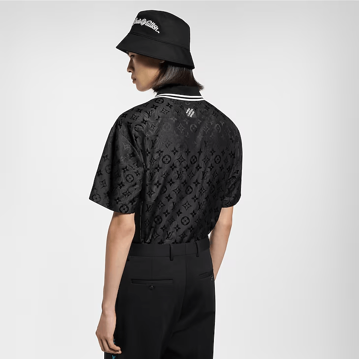 Louis Vuitton Monogram Moire Jacquard Short-Sleeved Silk Shirt Size US XS / EU 42 / 0 - 4 Thumbnail