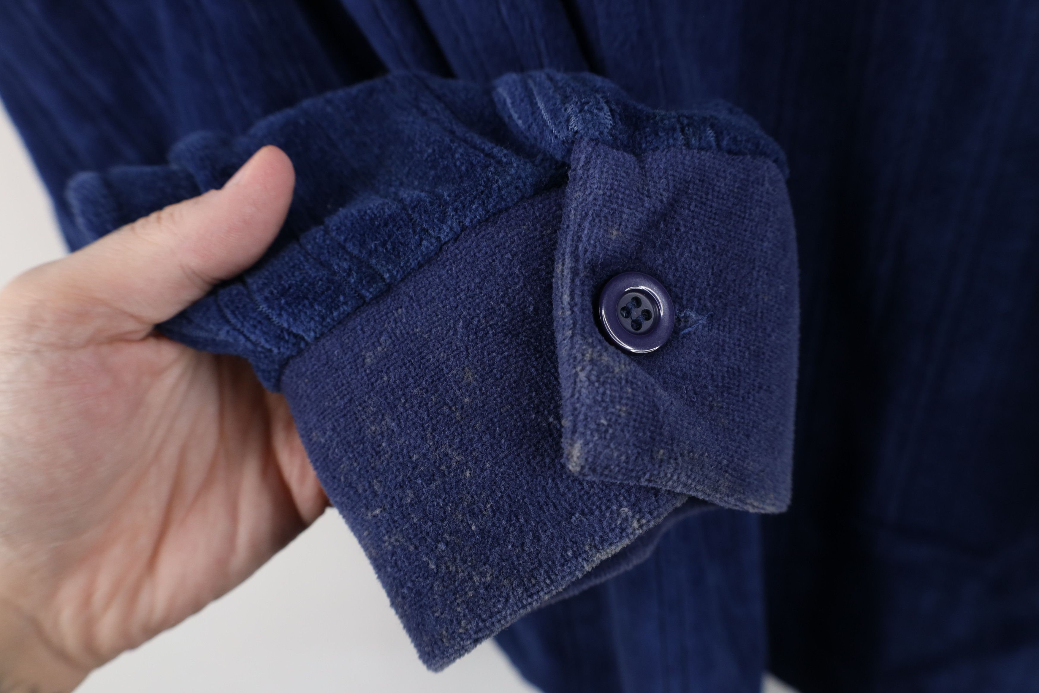 Vintage Vintage 70s Streetwear Ribbed Velour Commando Polo Blue Size US L / EU 52-54 / 3 - 11 Thumbnail