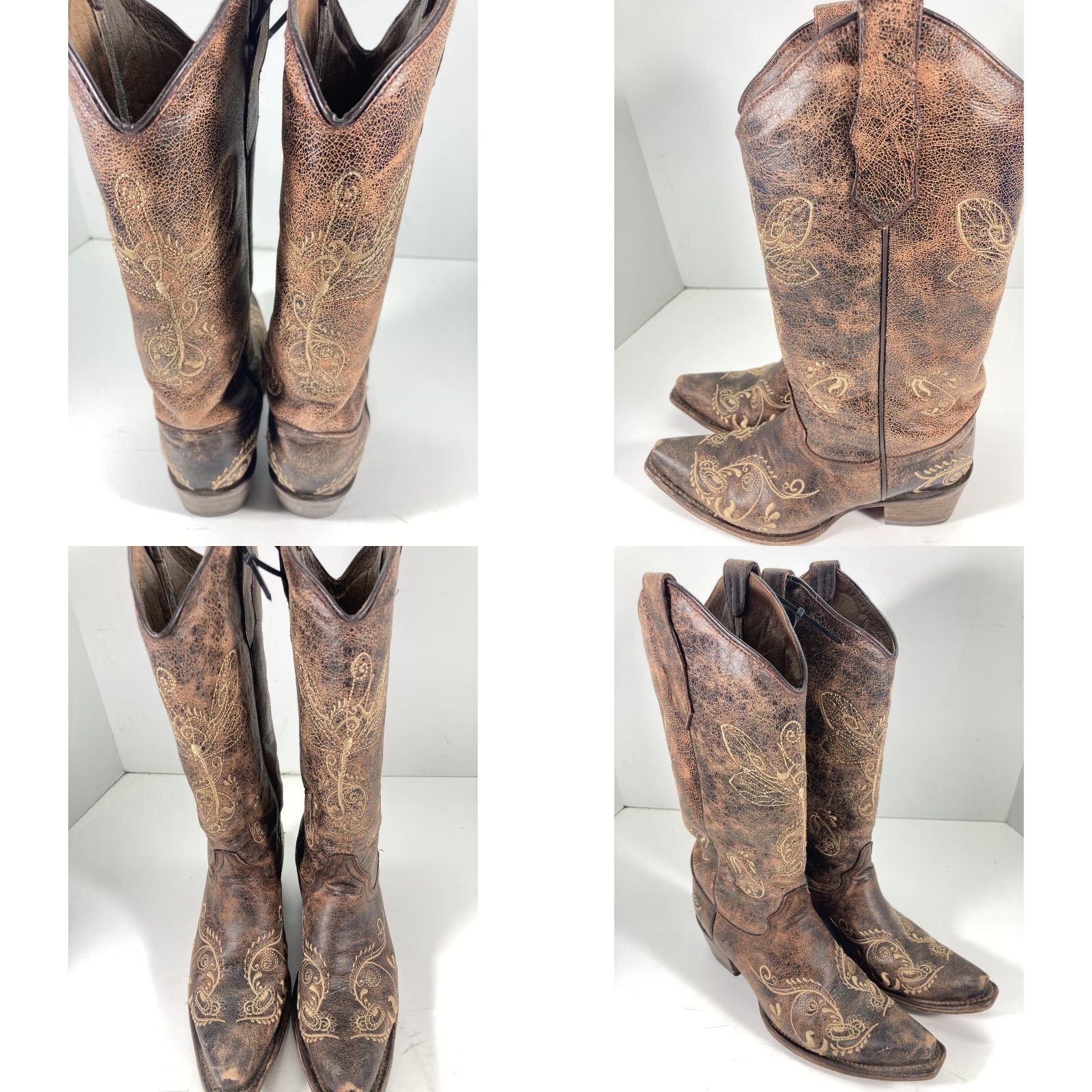 Vintage **Circle G Women Western Wedding Boot Sz 7.5 Brown Floral Leather** User: Circle G Women Western Wedding Boot Sz 7.5 Brown Floral Leather Size US 8 / IT 38 - 10 Thumbnail