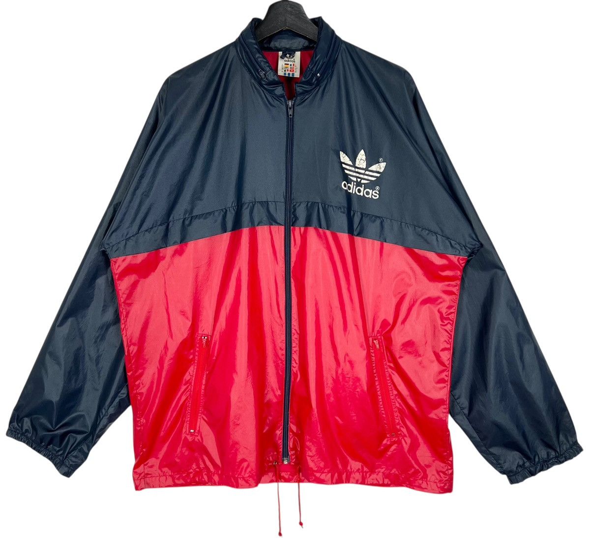 Vintage Adidas Trefoil Windbreaker Jacket Foldable Bag