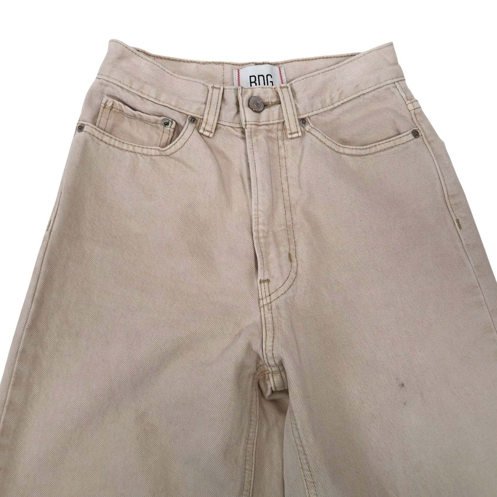 Bdg BDG Urban Outfitters High & Wide Jeans Taupe Tan 25 Womens Regular Wide-Leg 100% Cotton Denim Inseam 28" Rise >10.5" (High) 25 in Waist Size 42" / US 20 - 2 Thumbnail