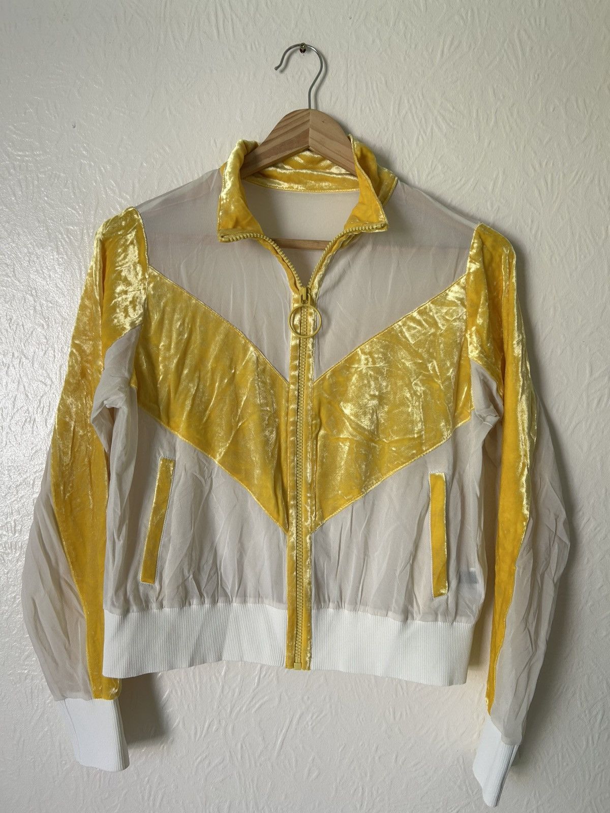 Other vintage y2k yellow and white women's windbreaker jacket Size S / US 4 / IT 40 - 1 Thumbnail