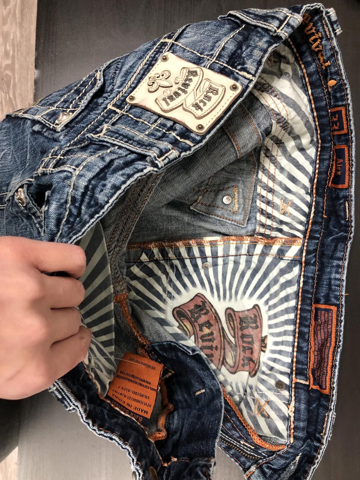Rock Revival Rock Revival Distressed Jeans - Trendy Casual Style Size 33" - 12 Thumbnail