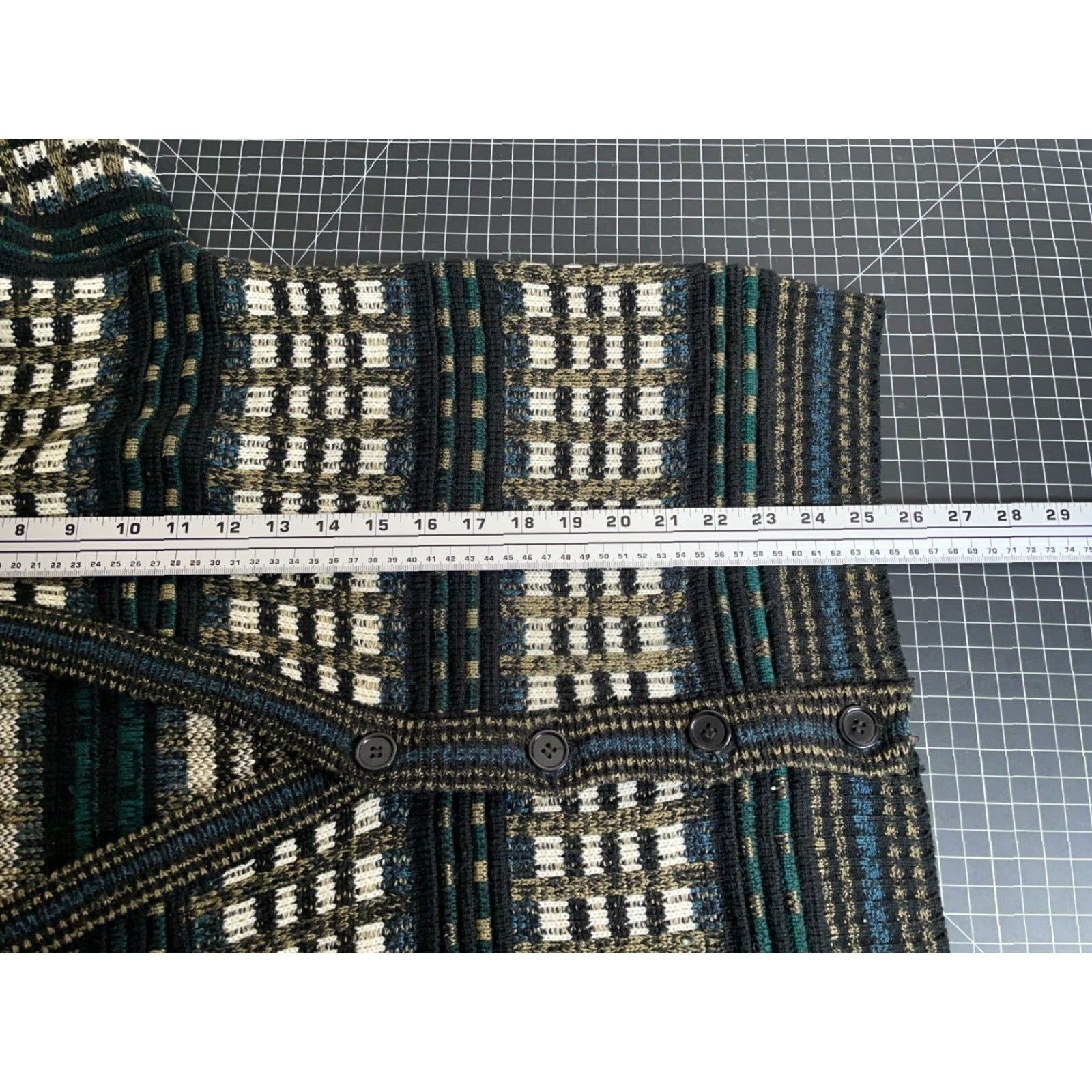 Vintage VINTAGE Textured Check Pattern Cardigan Sweater Mens Large Black Green 90s Retro Preppy Size US L / EU 52-54 / 3 - 6 Thumbnail