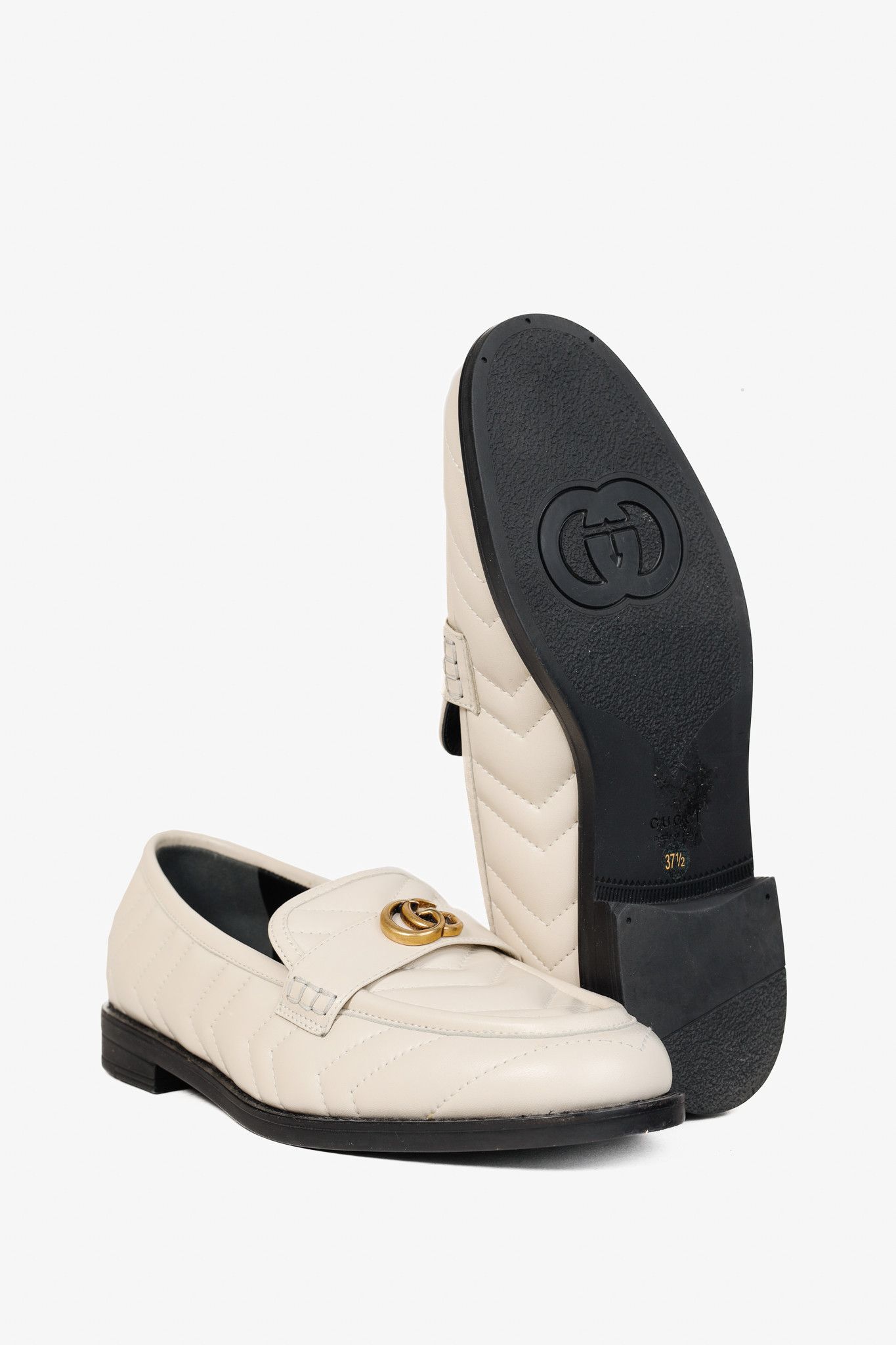 Gucci Gucci Marmont Cream GG Matelasse Leather Loafers Size US 7 / IT 37 - 5 Thumbnail