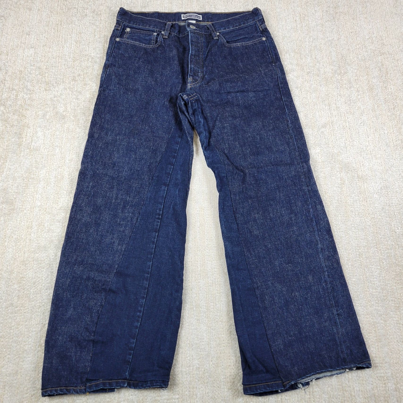 Wallace & Barnes Wallace & Barnes Jeans Mens 32x34 Blue Flared Button Fly USA Denim Vintage: No, 90s, USA theme Size US 32 / EU 48 - 2 Thumbnail