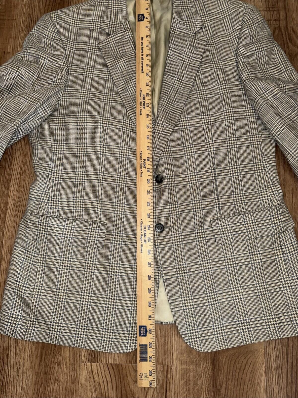 Oliver Peoples Oliver Blazer Mens 44 Tan Blue Plaid Blazer Wool Linen Silk Size 44R - 4 Thumbnail