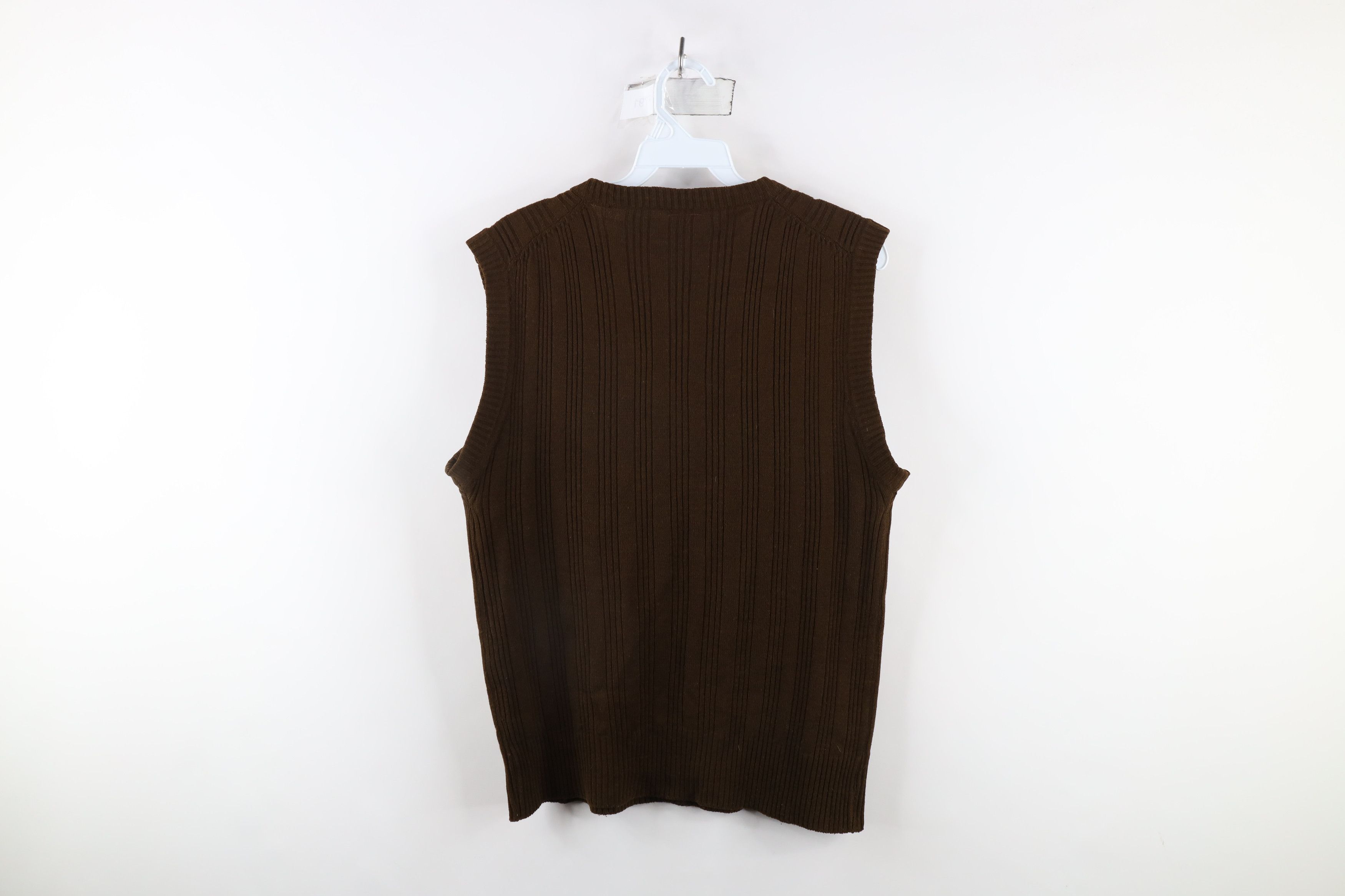 Vintage Vintage 70s Streetwear Ribbed Knit V-Neck Sweater Vest Brown Size L / US 10 / IT 46 - 5 Thumbnail