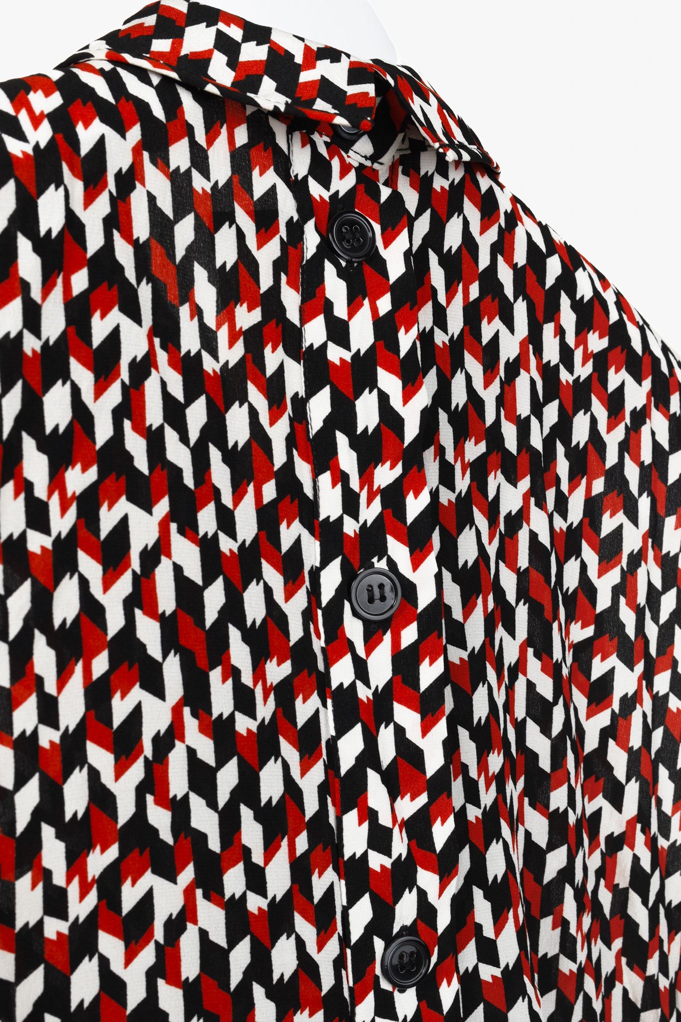 Marni Marni Red Black Geometric Silk Ruffle Blouse Size M / US 6-8 / IT 42-44 - 8 Thumbnail
