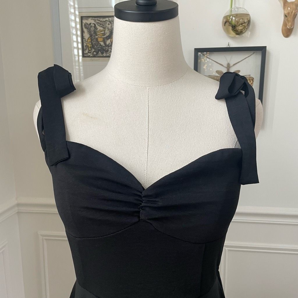 Shein SHEIN Black Shoulder Tie Midi Dress Smocked Back M 6 Size M / US 6-8 / IT 42-44 - 2 Thumbnail
