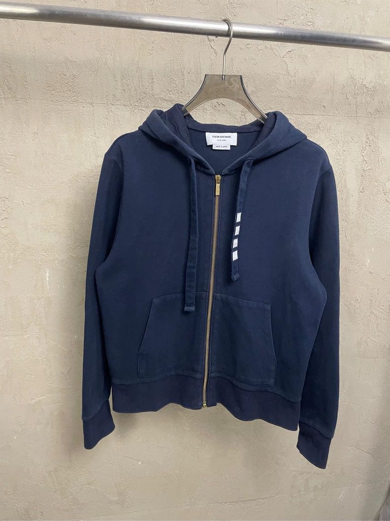 Thom Browne Thom browne Dark blue hat rope four-striped zipper jacket 2 Size US S / EU 44-46 / 1 - 1 Thumbnail