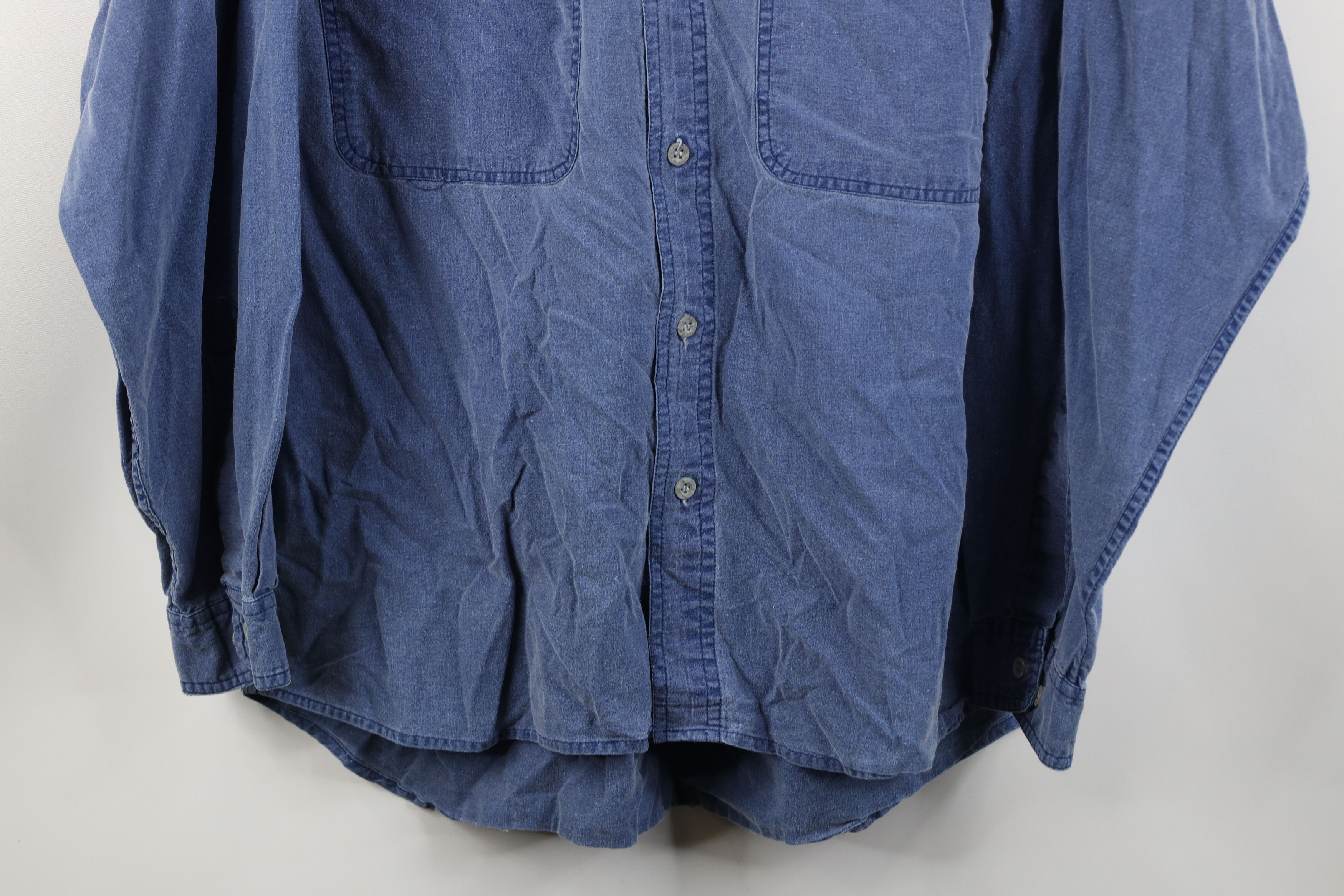Vintage Vintage 90s Streetwear Stonewash Button Shirt Blue Cotton Size US M / EU 48-50 / 2 - 3 Thumbnail