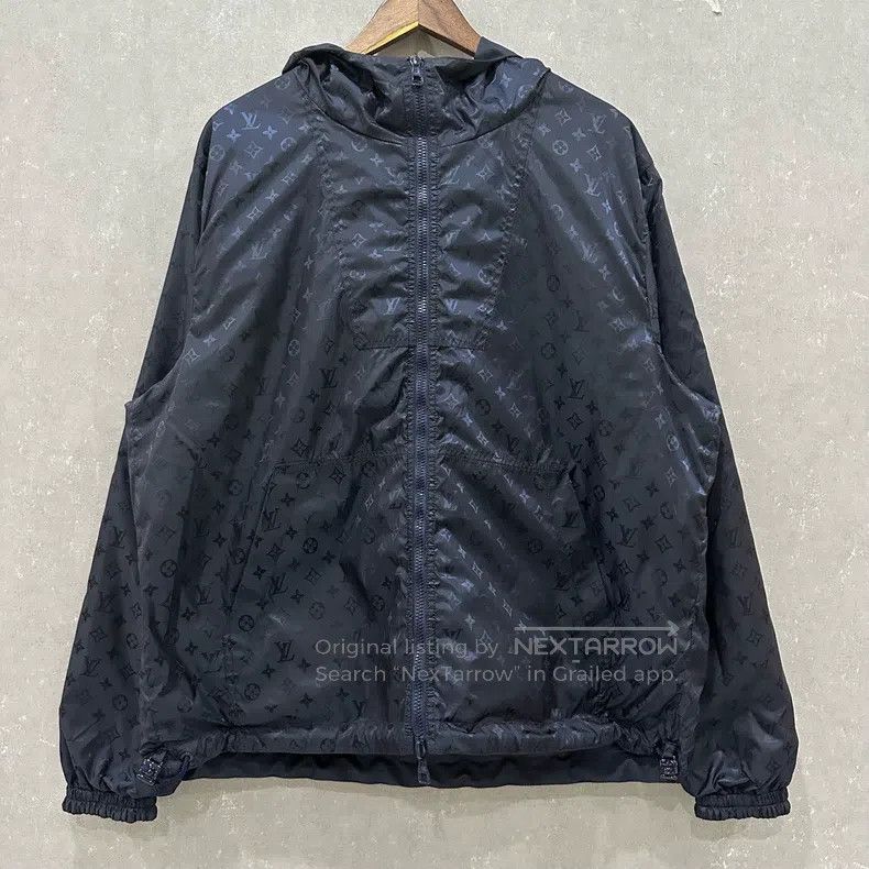 Louis Vuitton Dark blue full logo reversible assault jacke