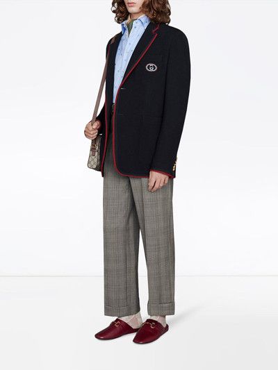 Gucci o1s1wg110225 Wool Cotton Jacket With Patch in Dark Navy Size US M / EU 48-50 / 2 - 2 Thumbnail