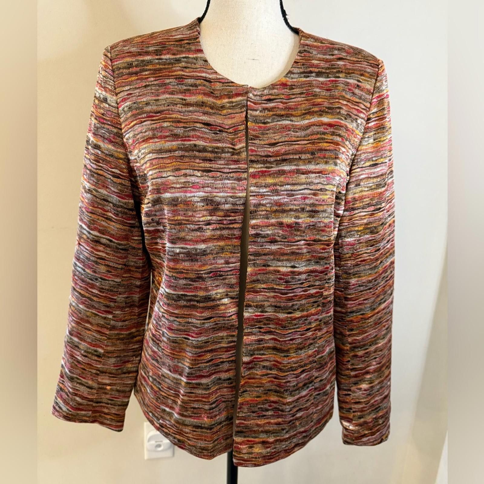 Bon Jovi Joni B. Collarless Blazer multicolor & pink lining SZ PL Size L / US 10 / IT 46 - 1 Thumbnail