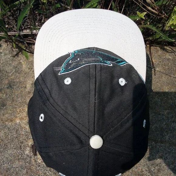 NFL × Vintage Vintage Logo 7 Carolina Panthers Two Tone Snap Back Hat Cap Size ONE SIZE - 4 Thumbnail