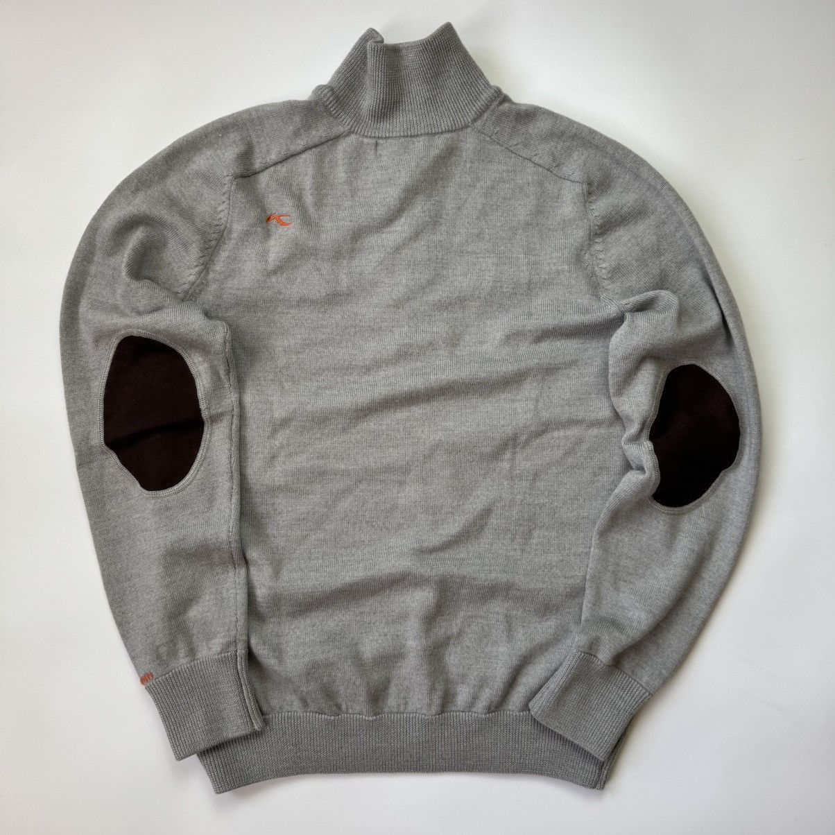 KJUS Gray Kjus 1/3 Zip Sweater Merino Wool Big Logo Old Money Size US L / EU 52-54 / 3 - 13 Thumbnail