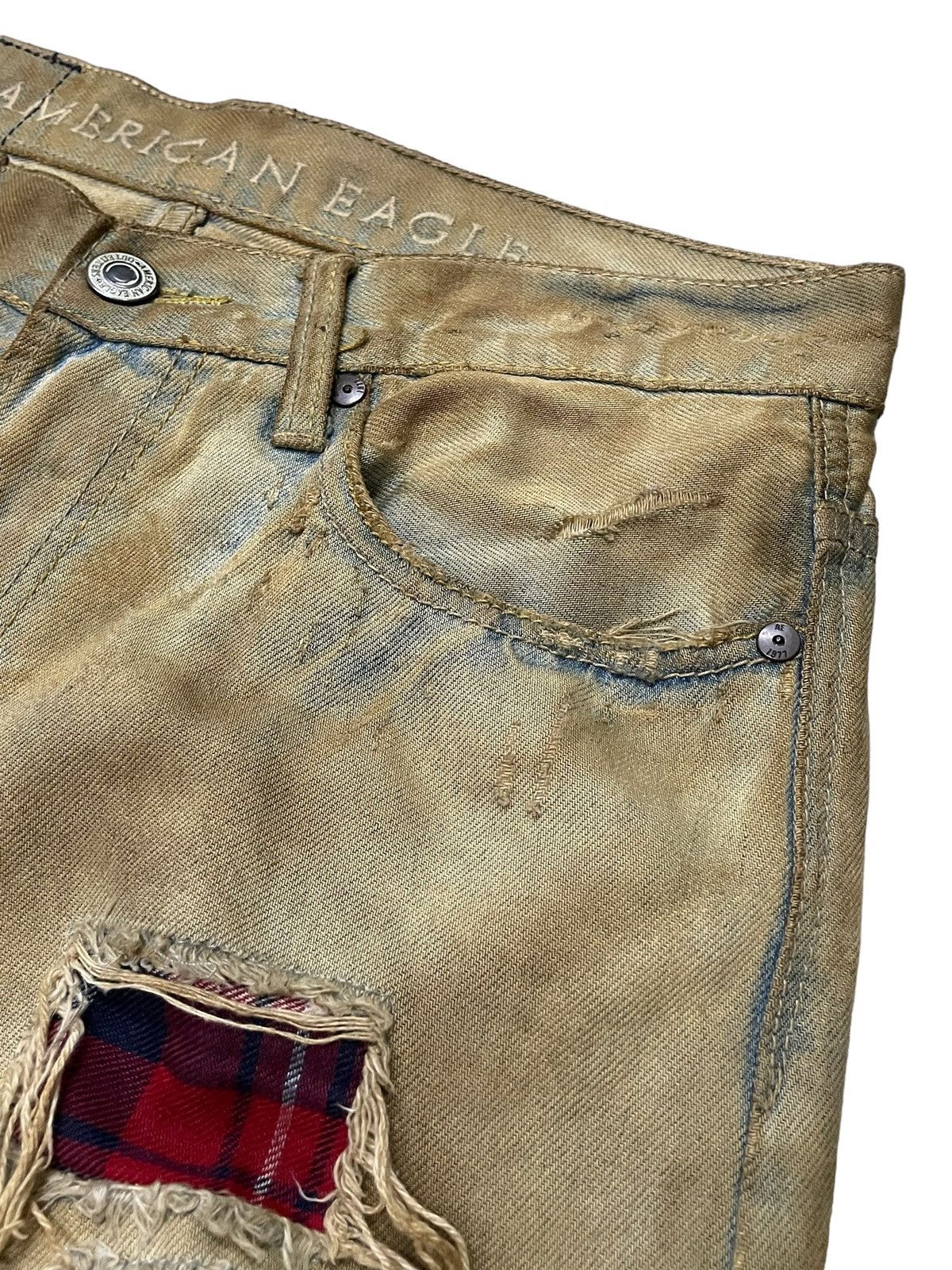 Hysteric Glamour × Japanese Brand American Eagle Patch work Mud Wash Dirty Loose Jeans Size US 30 / EU 46 - 15 Thumbnail