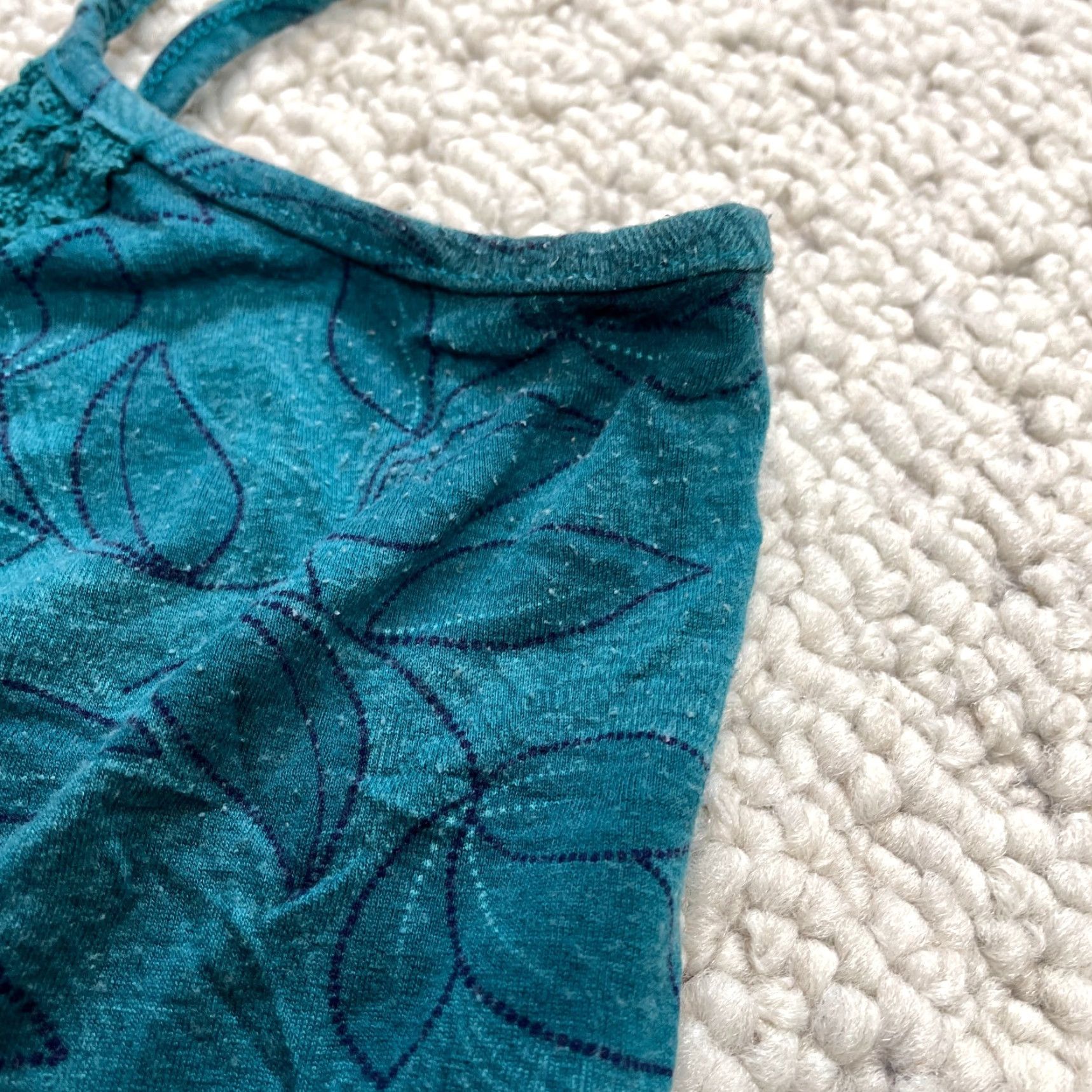 H&M H&M Tank Juniors Large Blue Floral Cotton V Neck Sleeveless Soft Womens Size L / US 10 / IT 46 - 6 Thumbnail