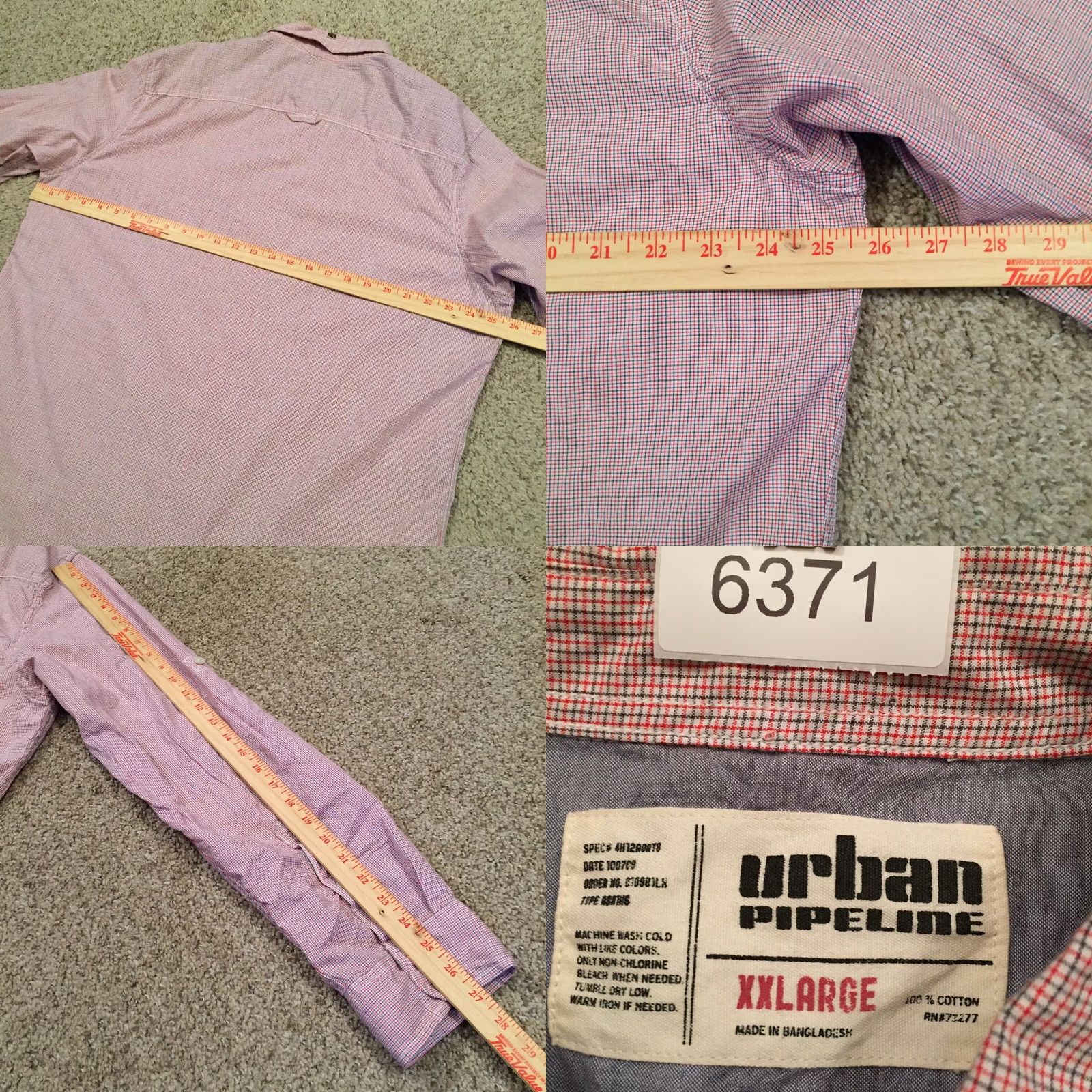 Vintage Urban Pipeline Shirt Mens XXL Red Plaid Button-Up Long Sleeve Roll Tab Collared Front Pocket 2XL Boys? Size US XXL / EU 58 / 5 - 8 Thumbnail
