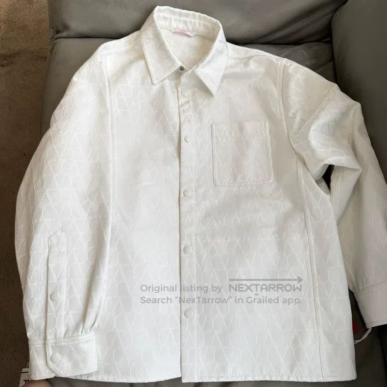 Valentino Valentino White full print shirt jacket Size L / US 10 / IT 46 - 1 Thumbnail