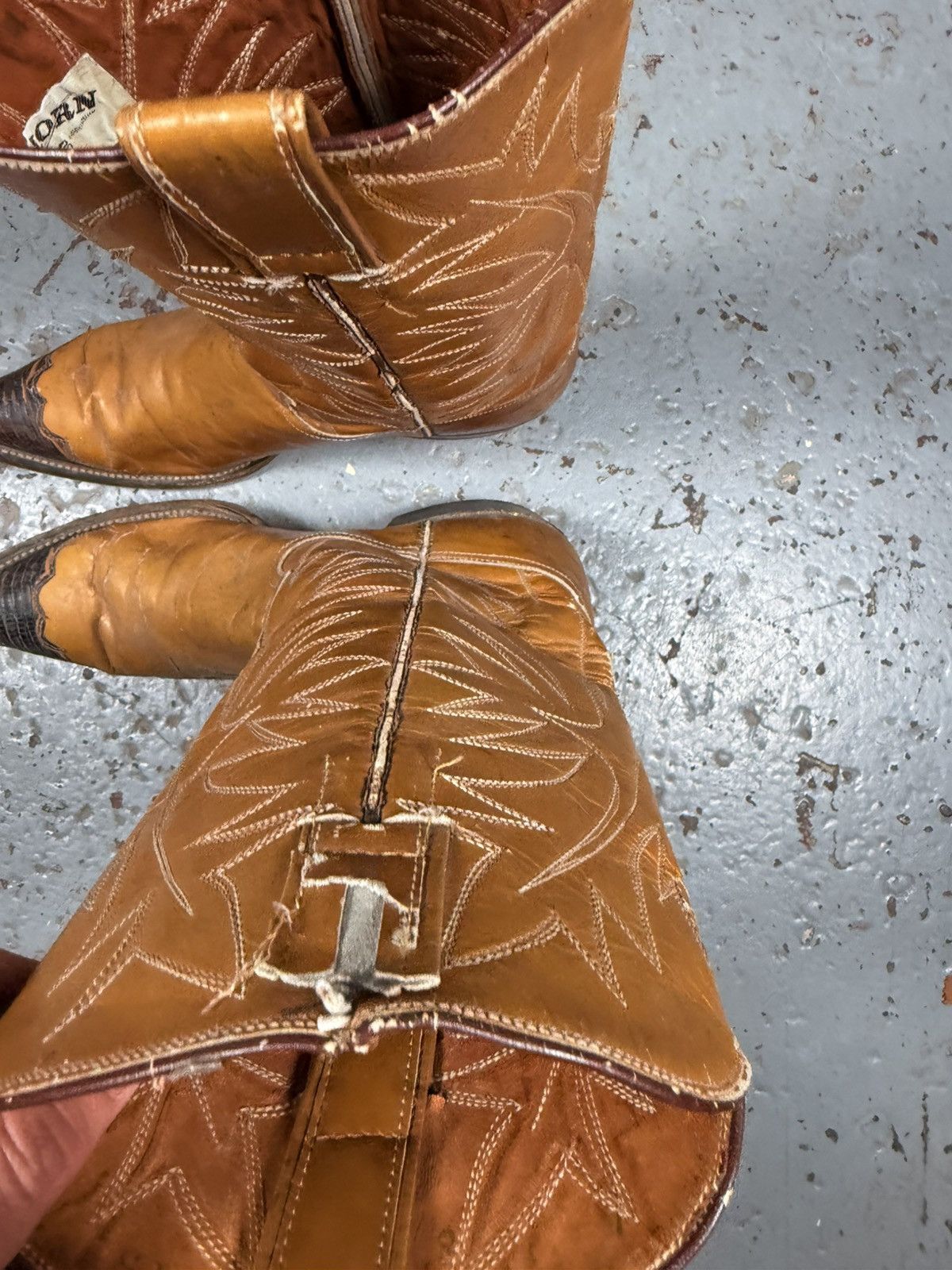 Justin Boots Vintage Longhorn Justin Lizard Toe Cowboy Boots Size US 7.5 / EU 40-41 - 10 Thumbnail