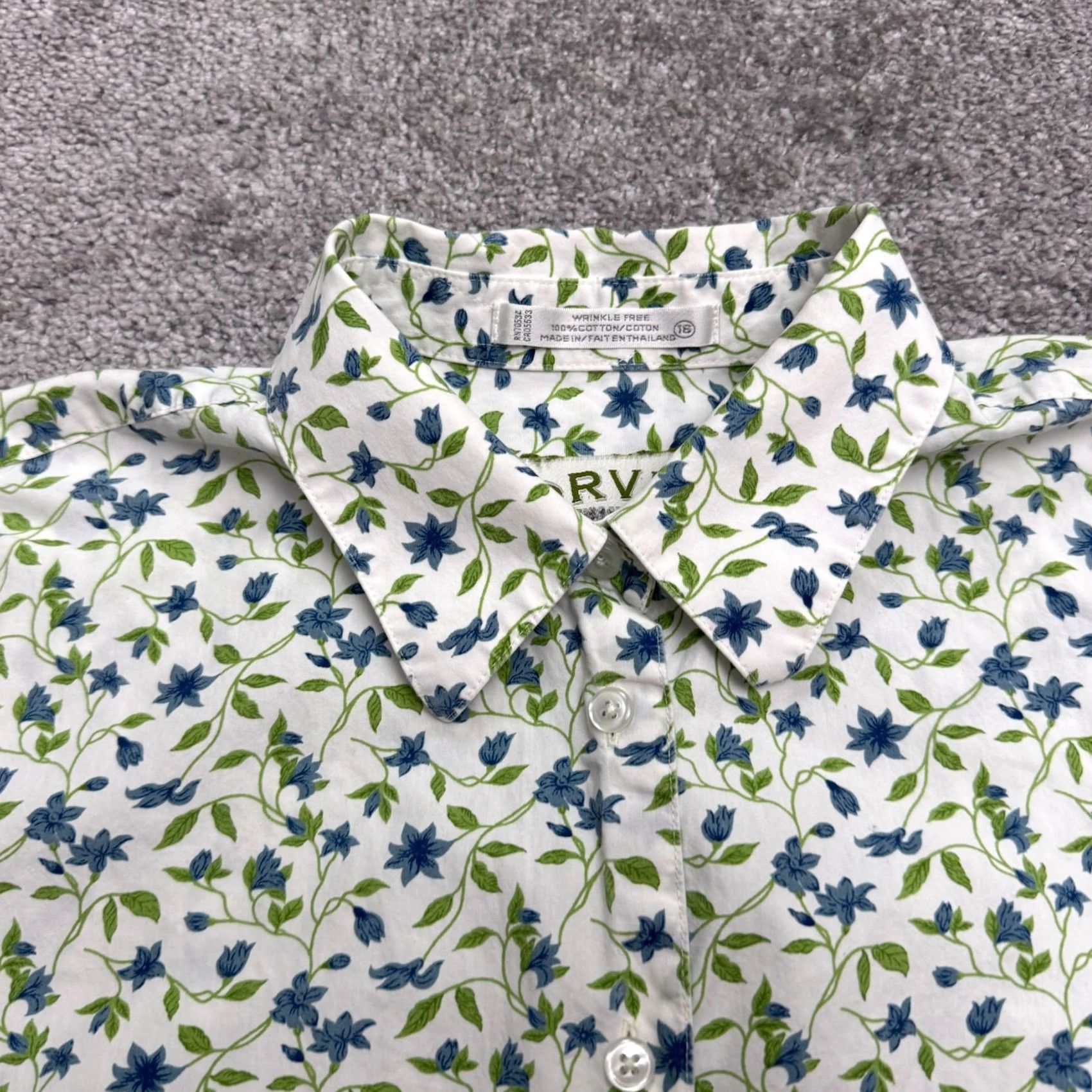 Orvis Orvis Shirt Women 18 Plus Cotton Floral Wrinkle Free Button Down Long Sleeve Top Size XXL / US 16-18 / IT 52-54 - 3 Thumbnail