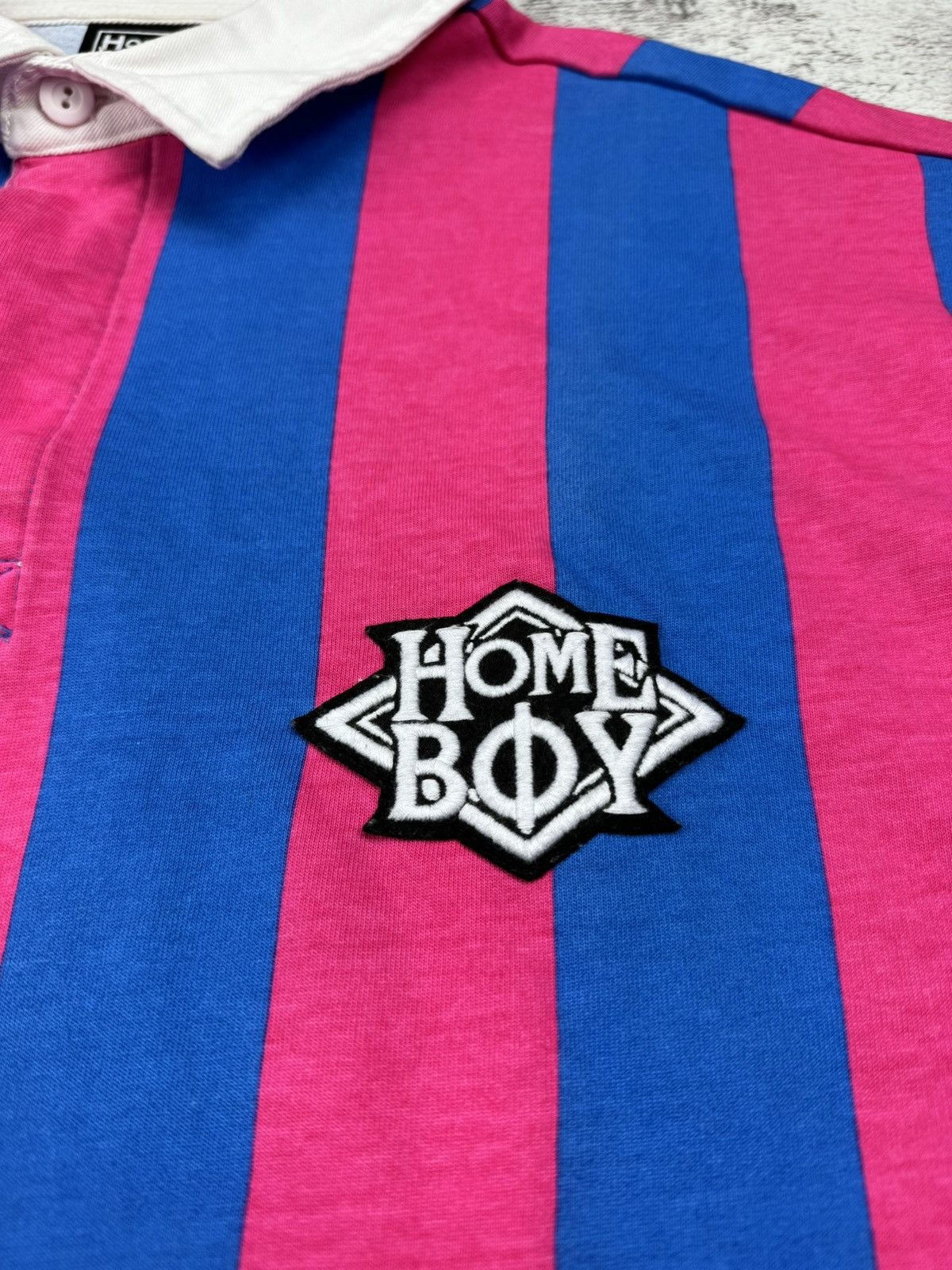 HOMME BOY CO. Vintage Very Rare Striped Polo Home Boy Loud Couture T Shirt Size US XXL / EU 58 / 5 - 6 Thumbnail