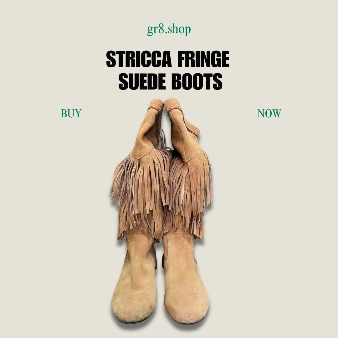 Other Stricca Fringe Suede Boots Size 10 Tan Western Style Made In Size US 10 / IT 40 - 1 Thumbnail