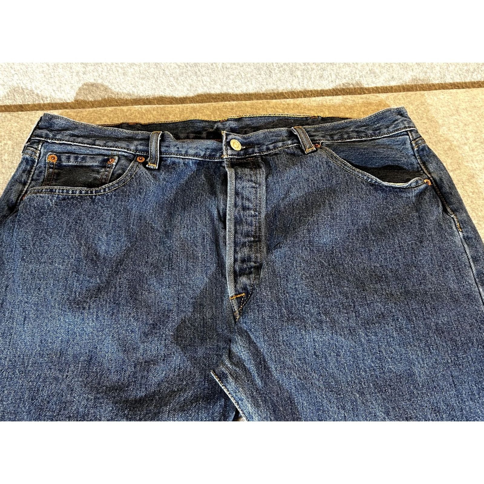 Levi's Levi's 501 Jeans Men 38x32 Straight Button Fly Medium Blue Denim Cotton Regular Fit Straight Leg Mens Pants Size US 38 / EU 54 - 2 Thumbnail
