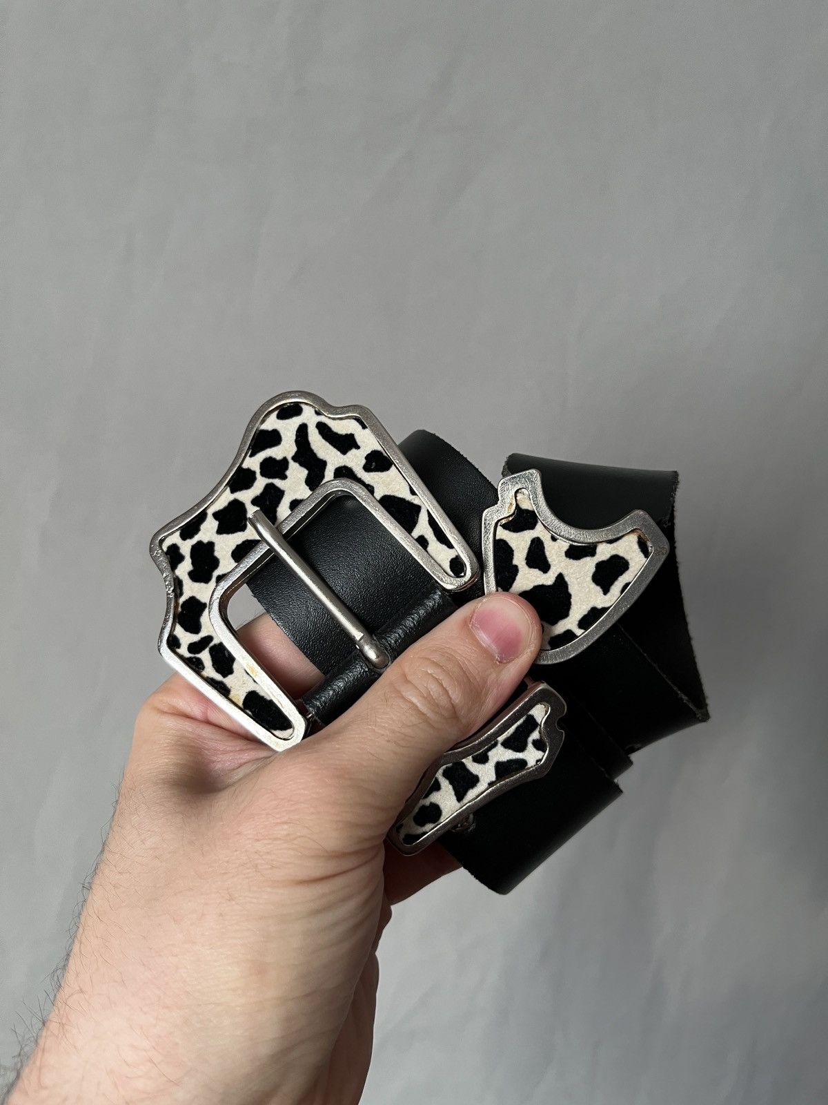 Cowboy Equipment × Vintage Cow Hair Pattern Dalmatian Cowboy Avant Garde Leather Belt Size ONE SIZE - 1 Thumbnail