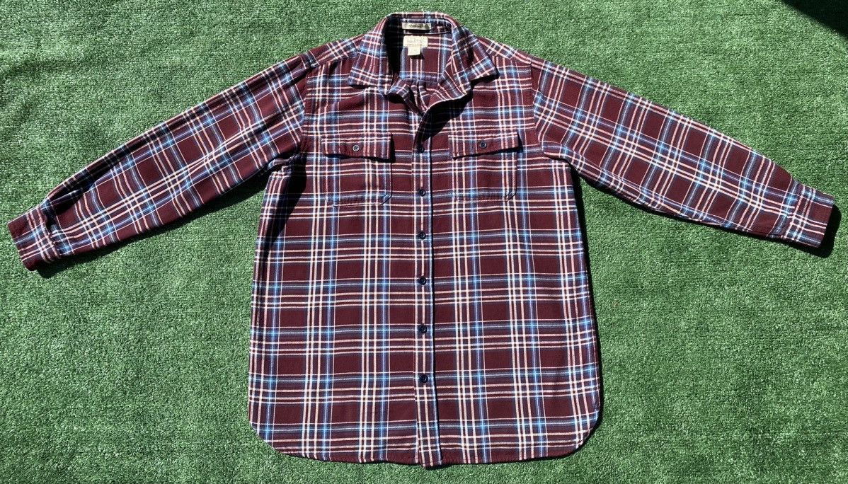 Vintage VTG 90’s LL Bean Chamois Burgundy Plaid Heavyweight Flannel Size US XL / EU 56 / 4 - 2 Thumbnail
