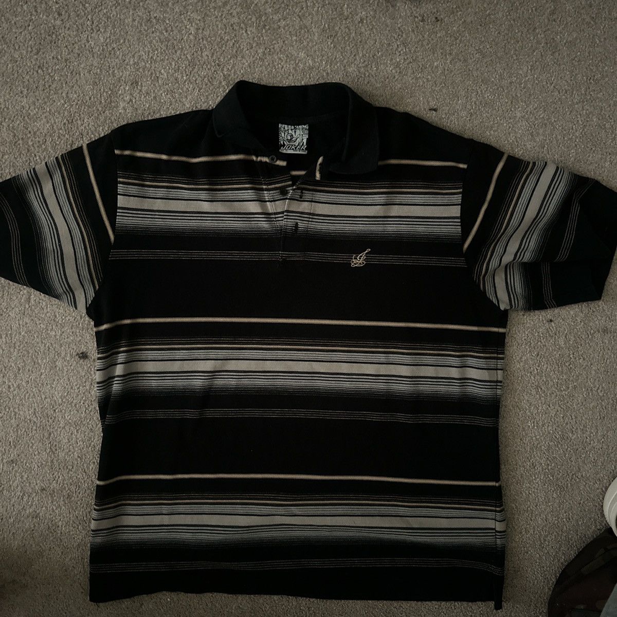 Vintage Joker black white strips polo. XL Size US XL / EU 56 / 4 - 1 Thumbnail
