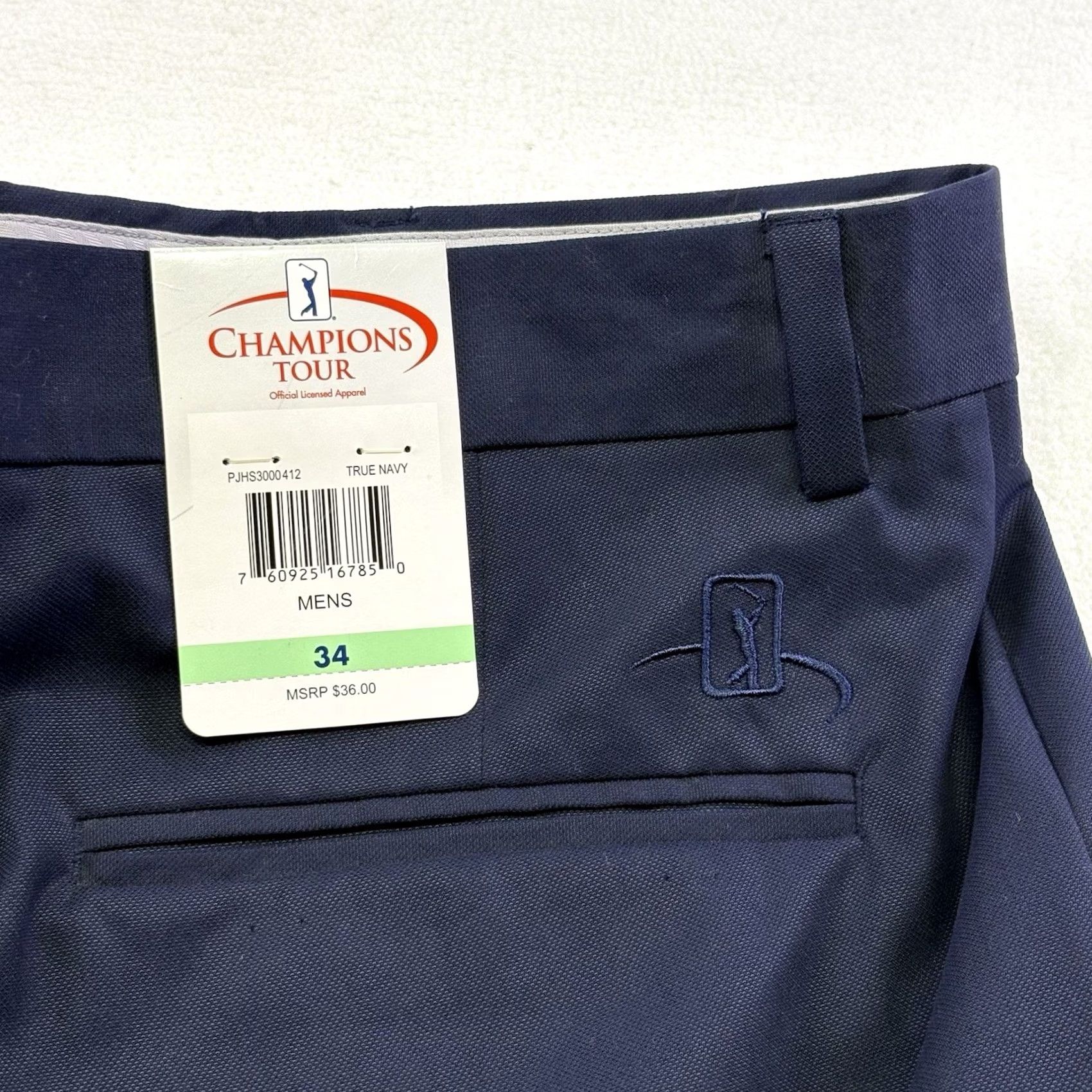 Champion Champions Tour Golf Shorts Navy Blue 34 Flat Front Button Waist 34 Pockets Chino Men Casual Sports Wear Size US 34 / EU 50 - 4 Thumbnail