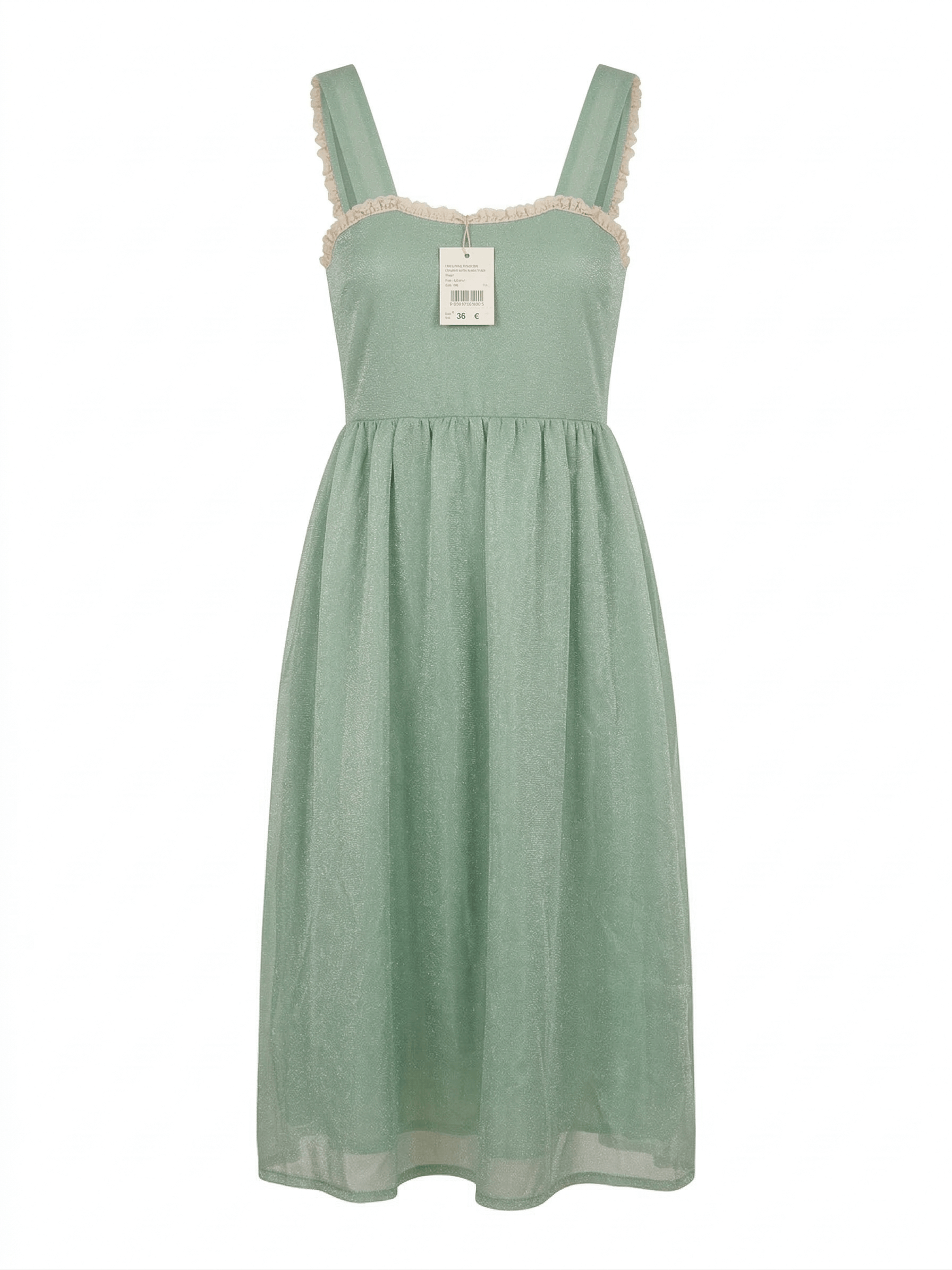 BNWT Zara Beaded Floral Tulle Midi Dress - Sage Green