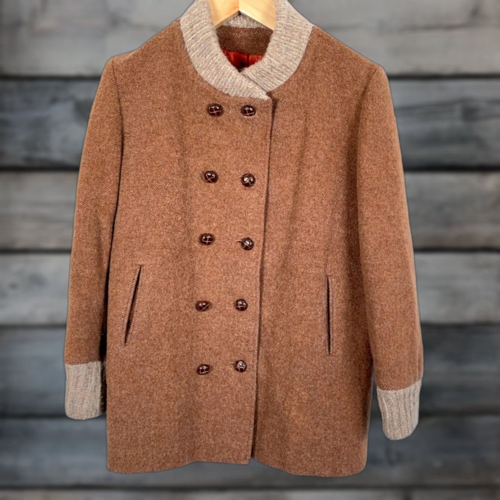 Doublet Vintage Wool Double Breasted Jacket Women M Brown Acetate Lining Mod Retro Bomber Jacket Size M / US 6-8 / IT 42-44 - 1 Thumbnail