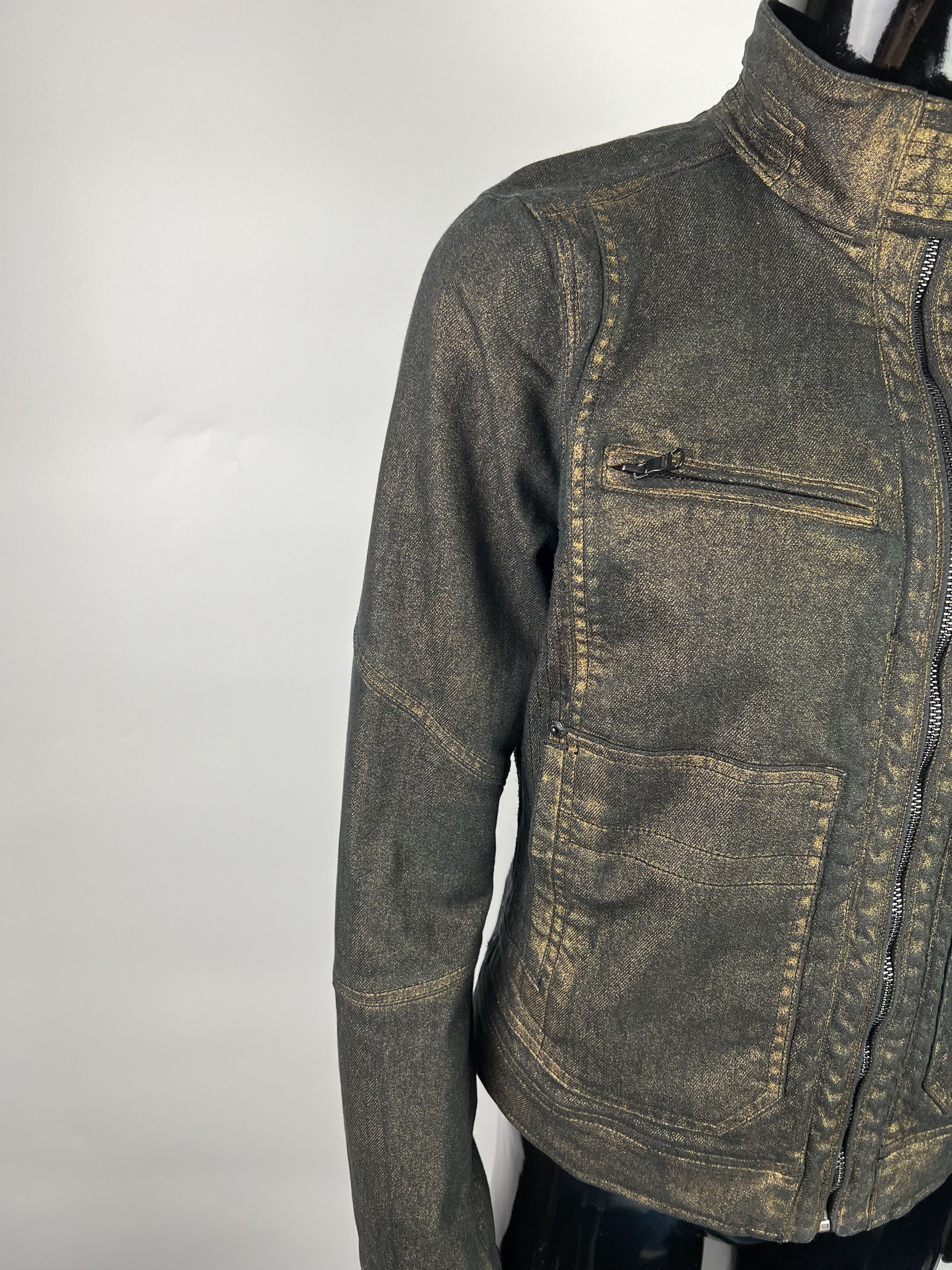 Ralph Lauren Ralph Lauren Women's Black Gold Denim Biker Jacket Size M Size M / US 6-8 / IT 42-44 - 8 Thumbnail