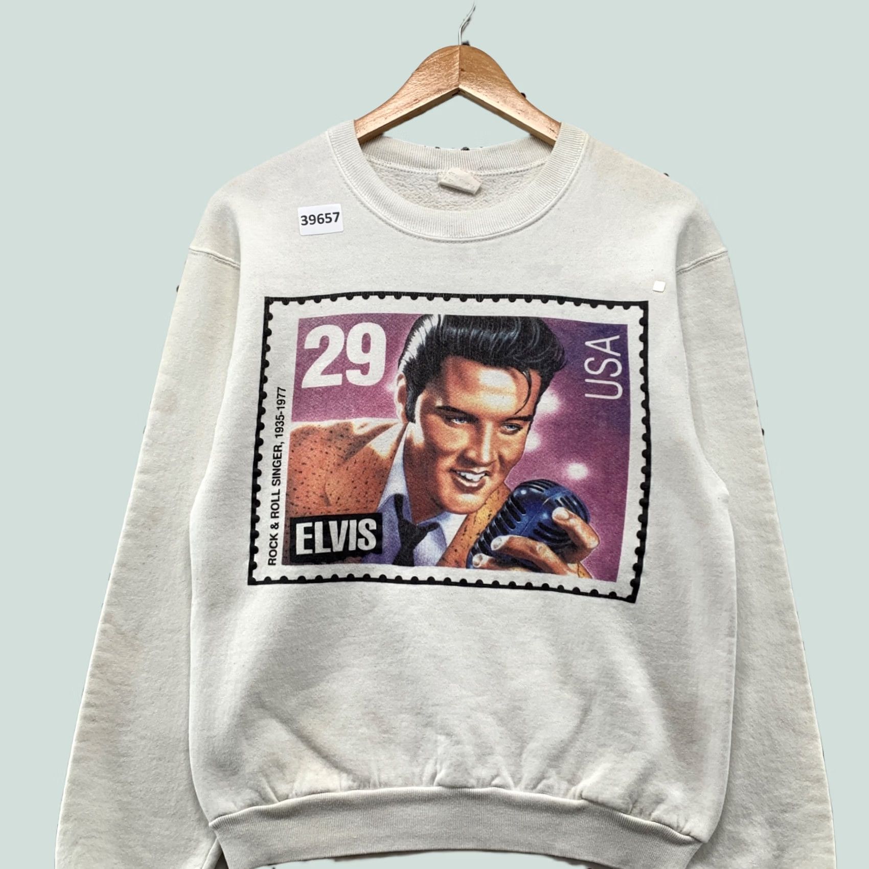 Fruit Of The Loom VINTAGE Elvis USA Stamp Graphic Crewneck Sweatshirt Mens S Fits XS USA Size US S / EU 44-46 / 1 - 1 Thumbnail