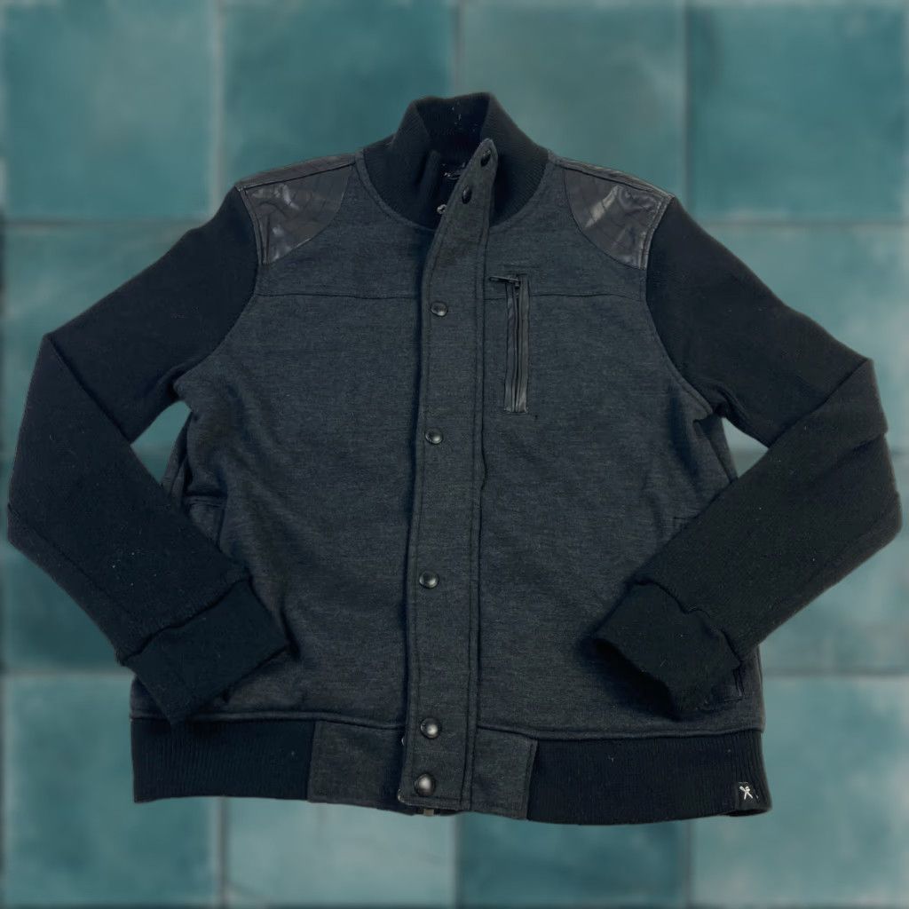 Marcs Marc Ecko Jacket Mens Medium Black Full Zip Knit Bomber Zip Pocket Regular Fit Size US M / EU 48-50 / 2 - 1 Thumbnail