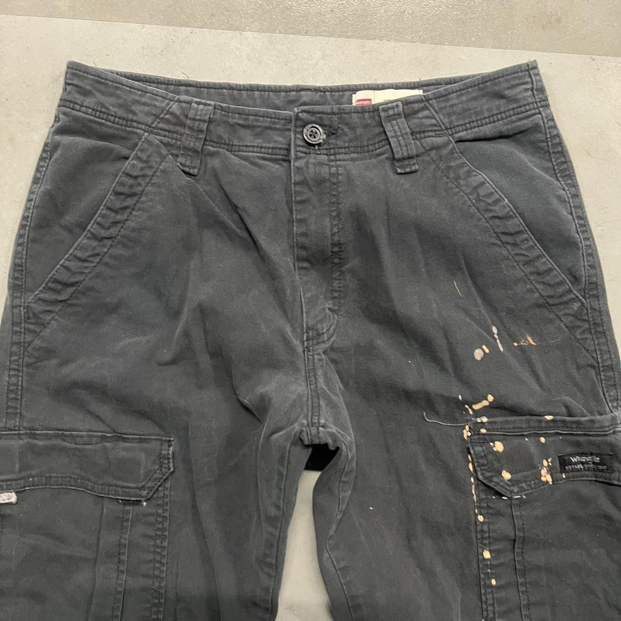 Japanese Brand × Vintage Crazy Vintage Y2K Black Relaxed fit Bleach Cargo pants! Size US 30 / EU 46 - 2 Thumbnail