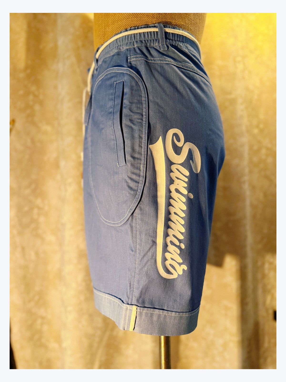 Other Retro-Inspired Blue Chambray Shorts with Nautical Rope Tie Size US 29 - 6 Thumbnail