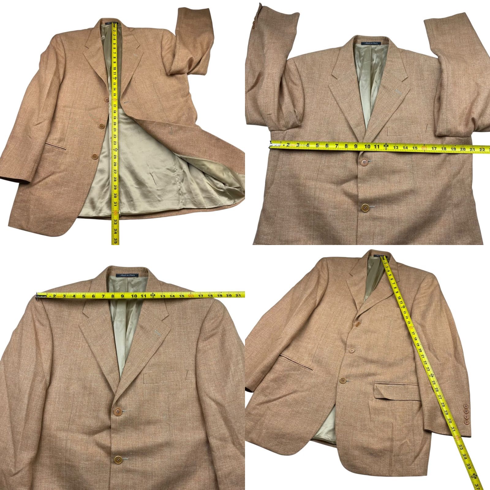 Zanella Zanella Men's Blazer Wool/Linen 2-Button Beige/Khaki/Tan Italy 40R Size 40R - 8 Thumbnail