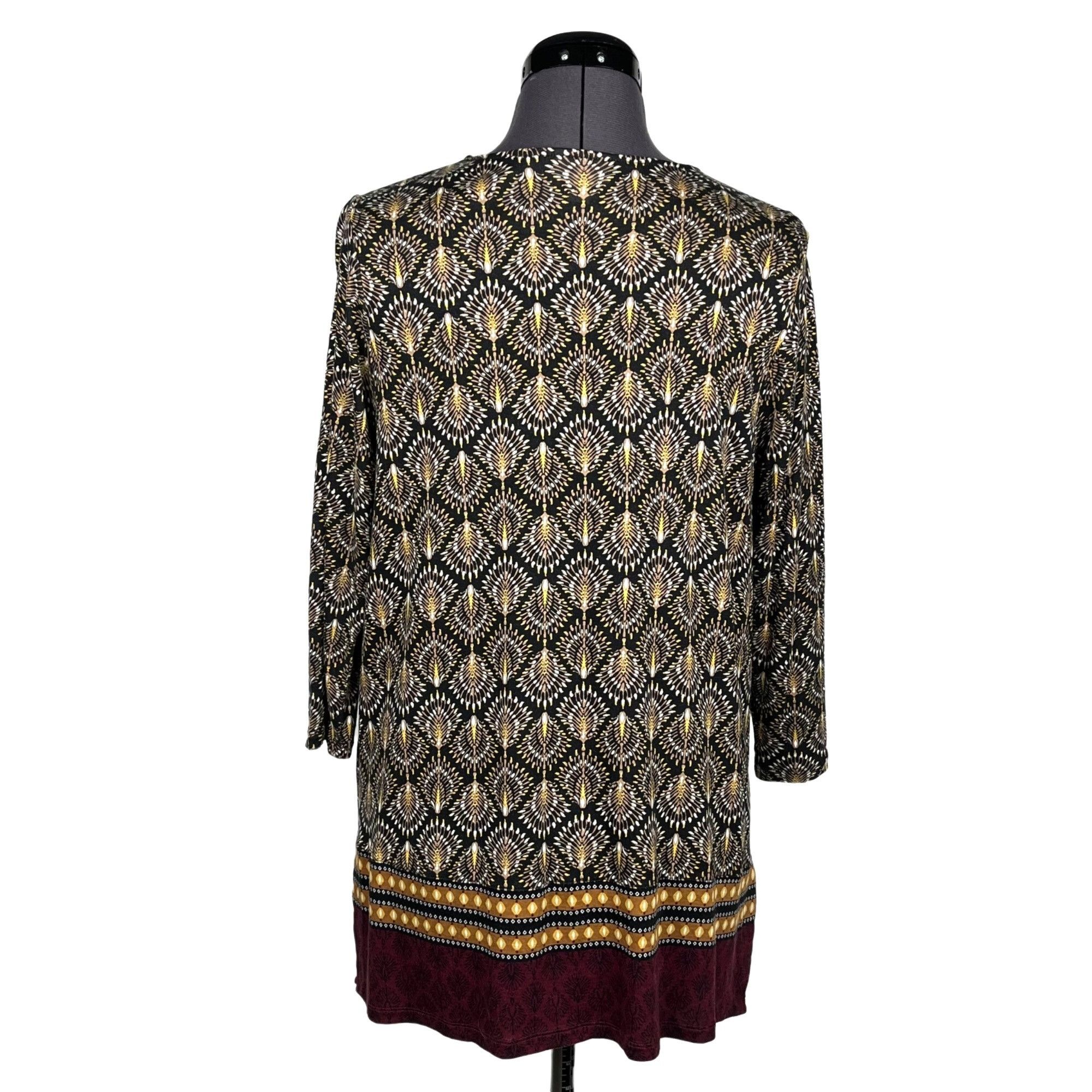 Other J. Jill Women's Black/Brown Print Top Tunic 3/4-Sleeve Scoop Size S / US 4 / IT 40 - 4 Thumbnail